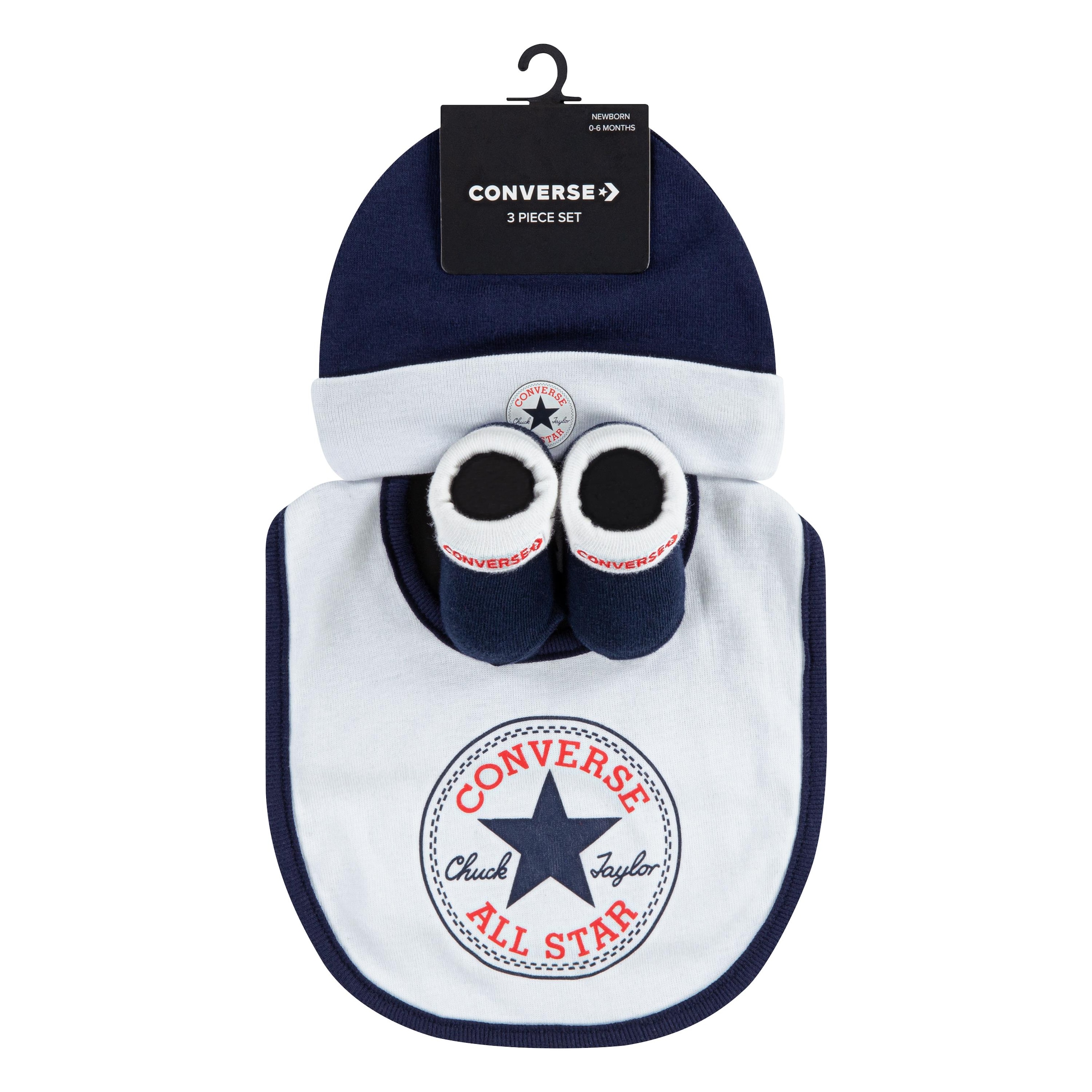 Converse Neugeborenen-Geschenkset "CHUCK INFANT HAT BIB BOOTIE SET 3PC"