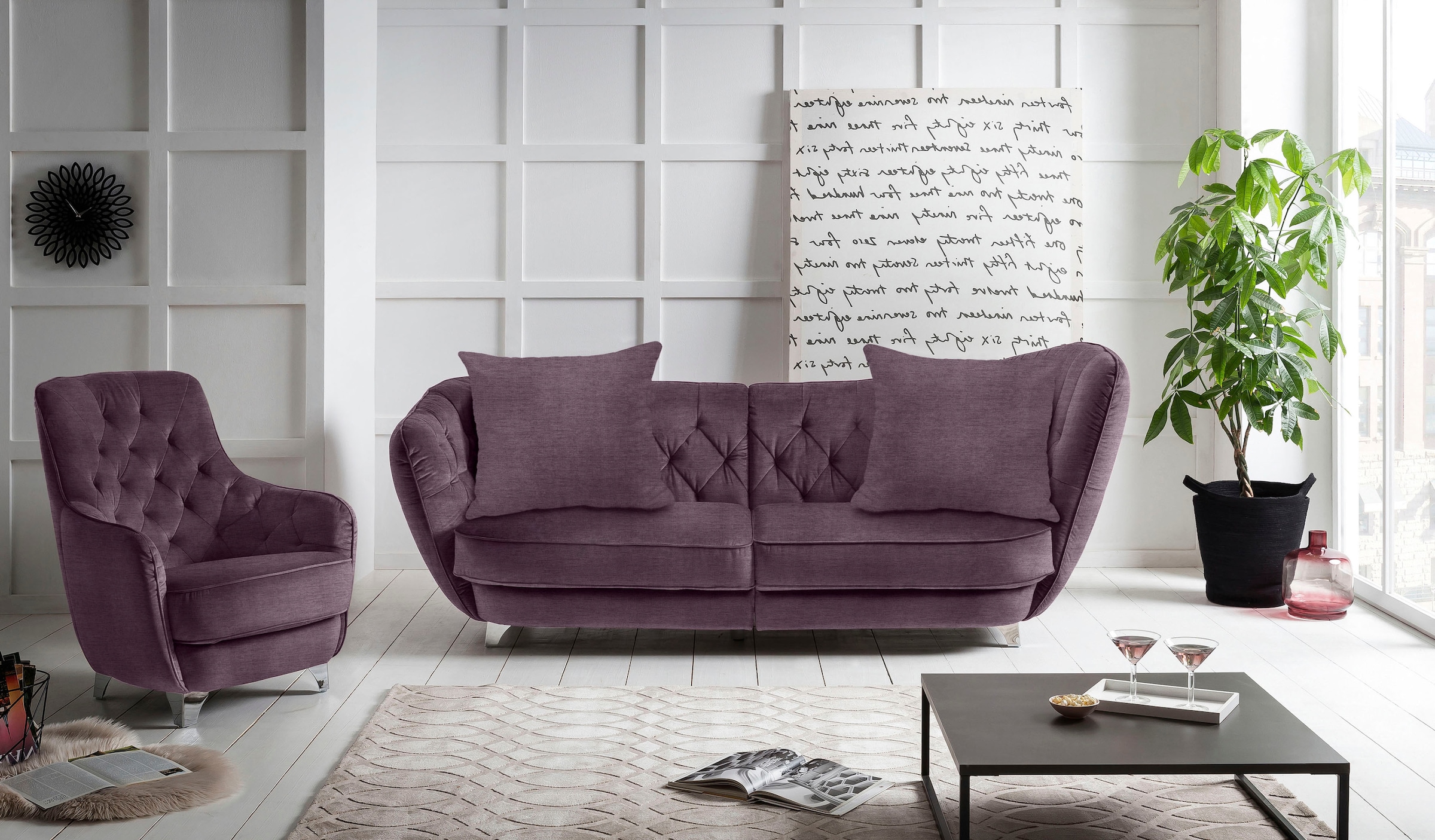 Leonique Big-Sofa »Retro«, stylischer Hochlehner
