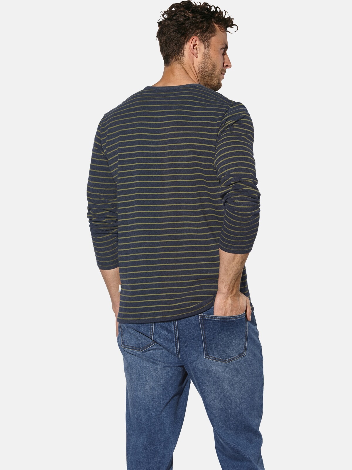 Langarm-Poloshirt BABISTA "Langarmshirt GAVINO", Herren, Gr. L, blau (dunkelblau gestreift), Obermaterial: 60% Baumwolle CO. 40% Polyester COOLMAX PES(Coolmax)., Shirts 3