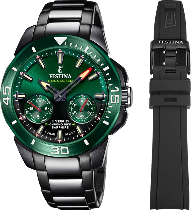 FESTINA Herren Chronograph "Chrono Bike Connected - Special Edition", schwarz, Armbanduhren, Armbanduhr, Quarzuhr, Herrenuhr, Stoppfunktion,