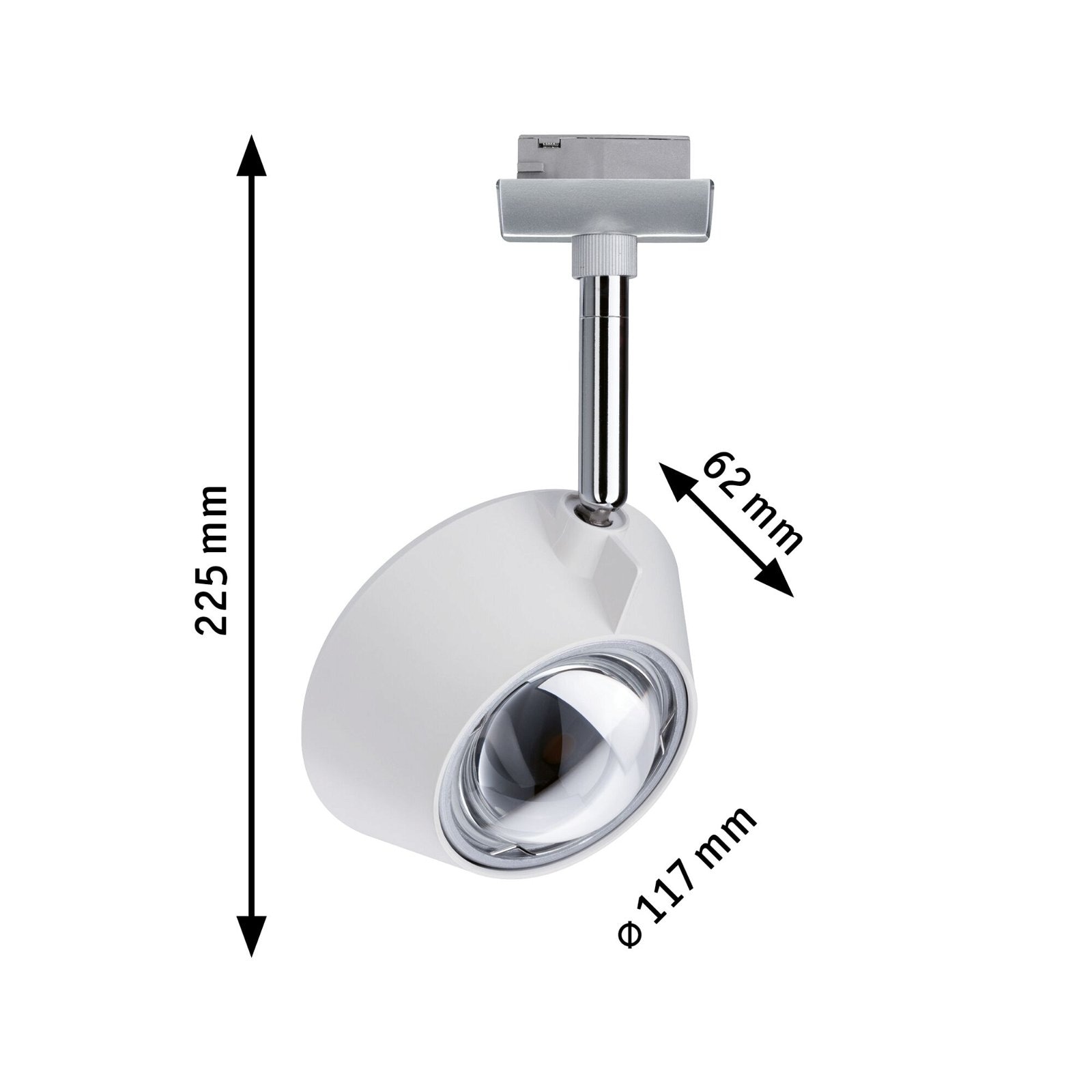 Paulmann Schienensystem-Leuchten »URail Schienenspot Sabik Einzelspot 2700K 230V Weiß matt, Chrom matt«, (1 tlg.), dimmbar 800lm/390lm 9W