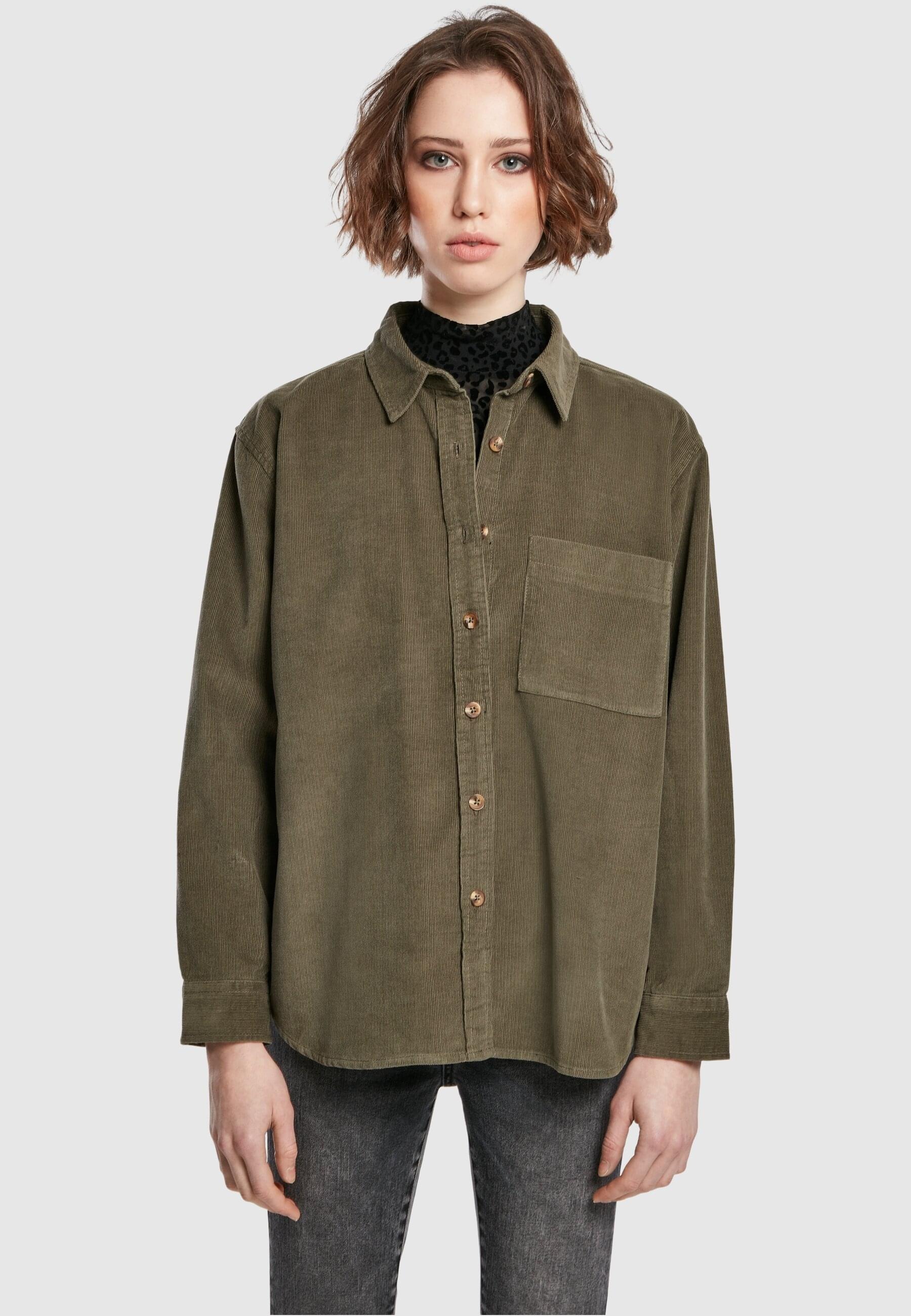 URBAN CLASSICS Langarmhemd »Urban Classics Damen Ladies Corduroy Oversized Shirt«, (1 tlg.)