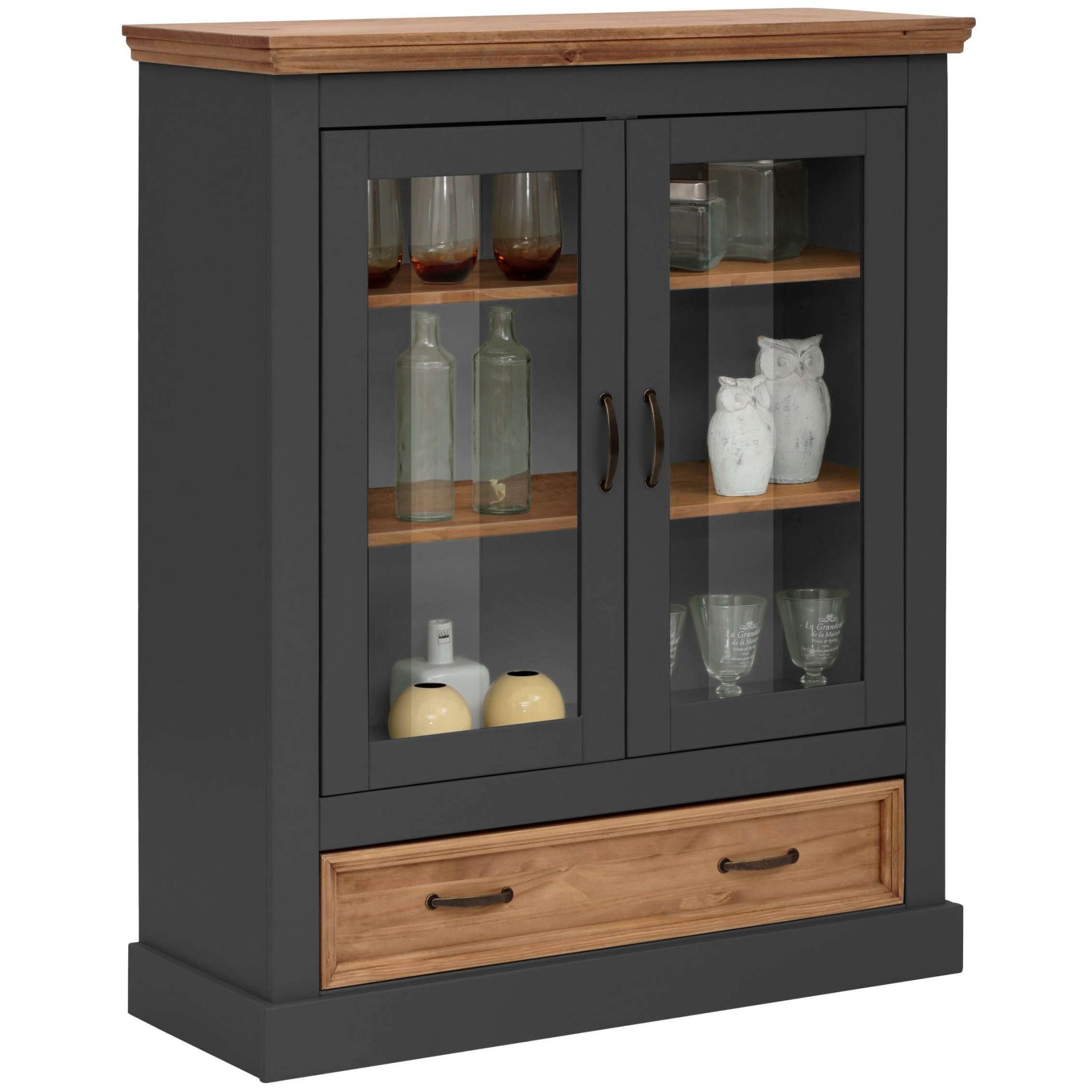 Home affaire Vitrine "Selma Highboard", aus massivem Kiefernholz, mit Griff günstig online kaufen