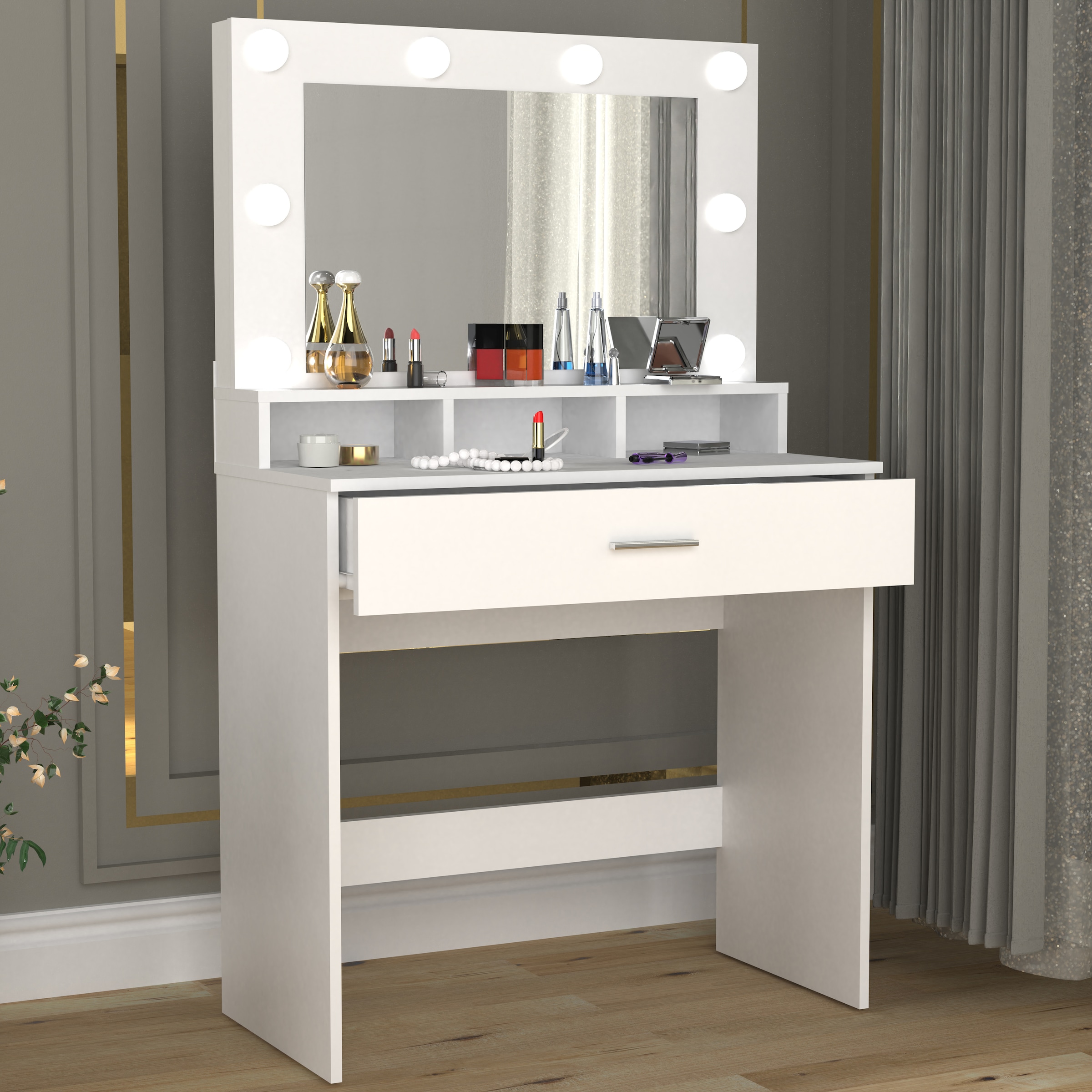 VCM Schminkschrank »Kosmal«, Frisiertisch | Maße ca. H. 133 x B. 80 x T. 40 cm | Schminktisch mit Schublade und Spiegel