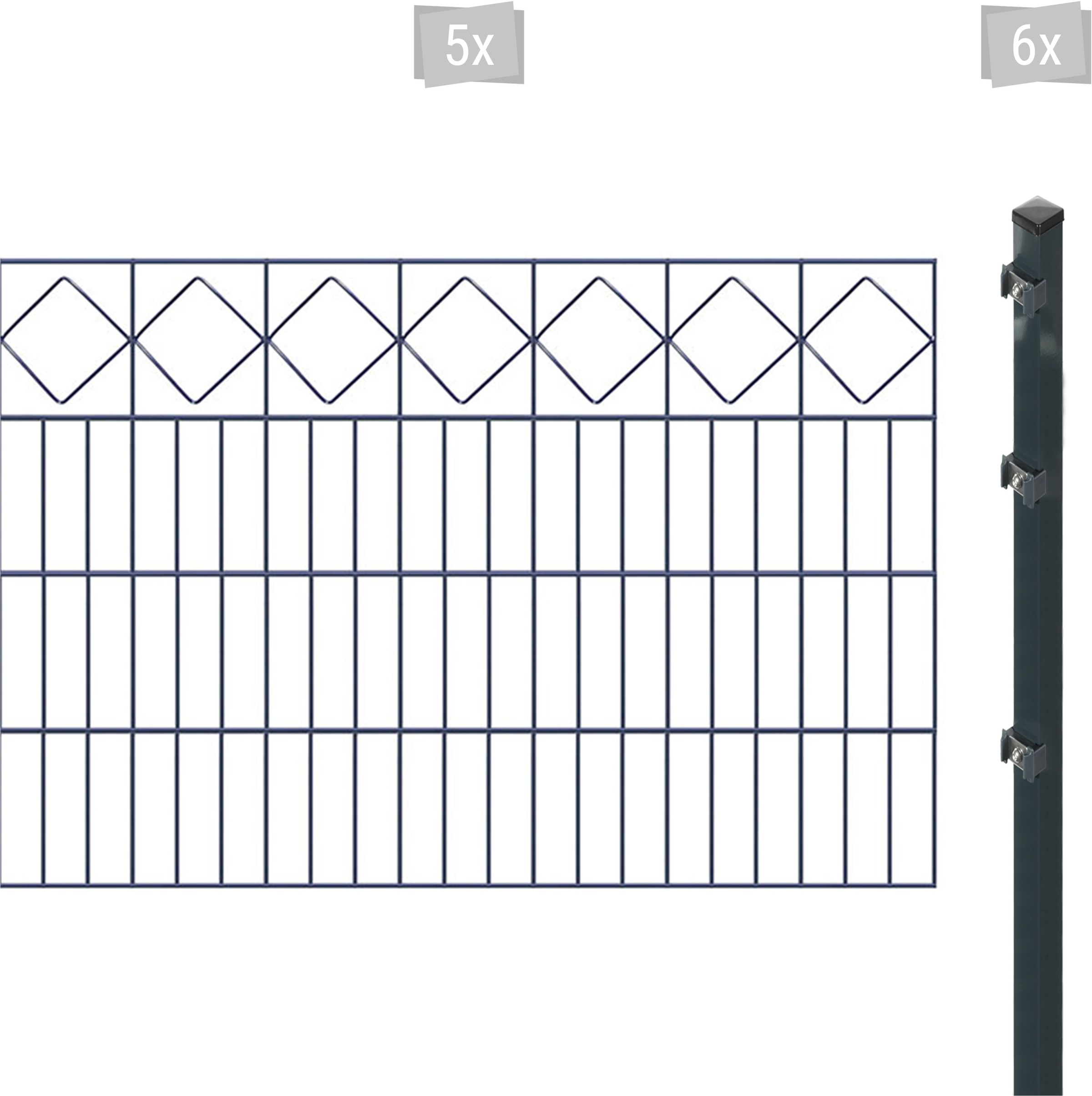 Arvotec Doppelstabmattenzaun "ESSENTIAL 80 zum Einbetonieren "Karo" mit Zierleiste", Zaunhöhe 80 cm, Zaunlänge 2 - 60 m