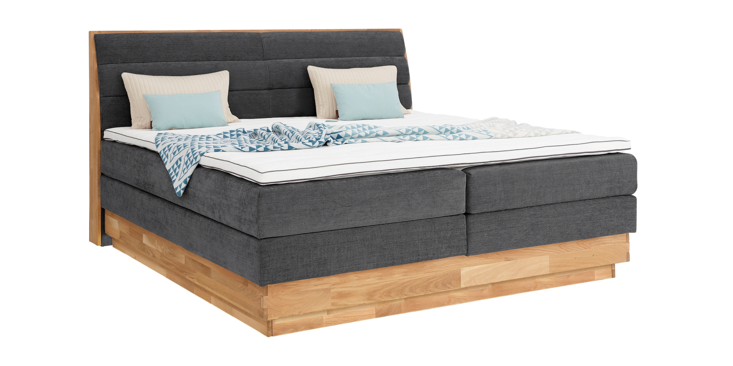 OTTO products Boxspringbett »Jenna«, ohne LED-Beleuchtung, mit zertifizierten, recycelten Bezugsstoffen