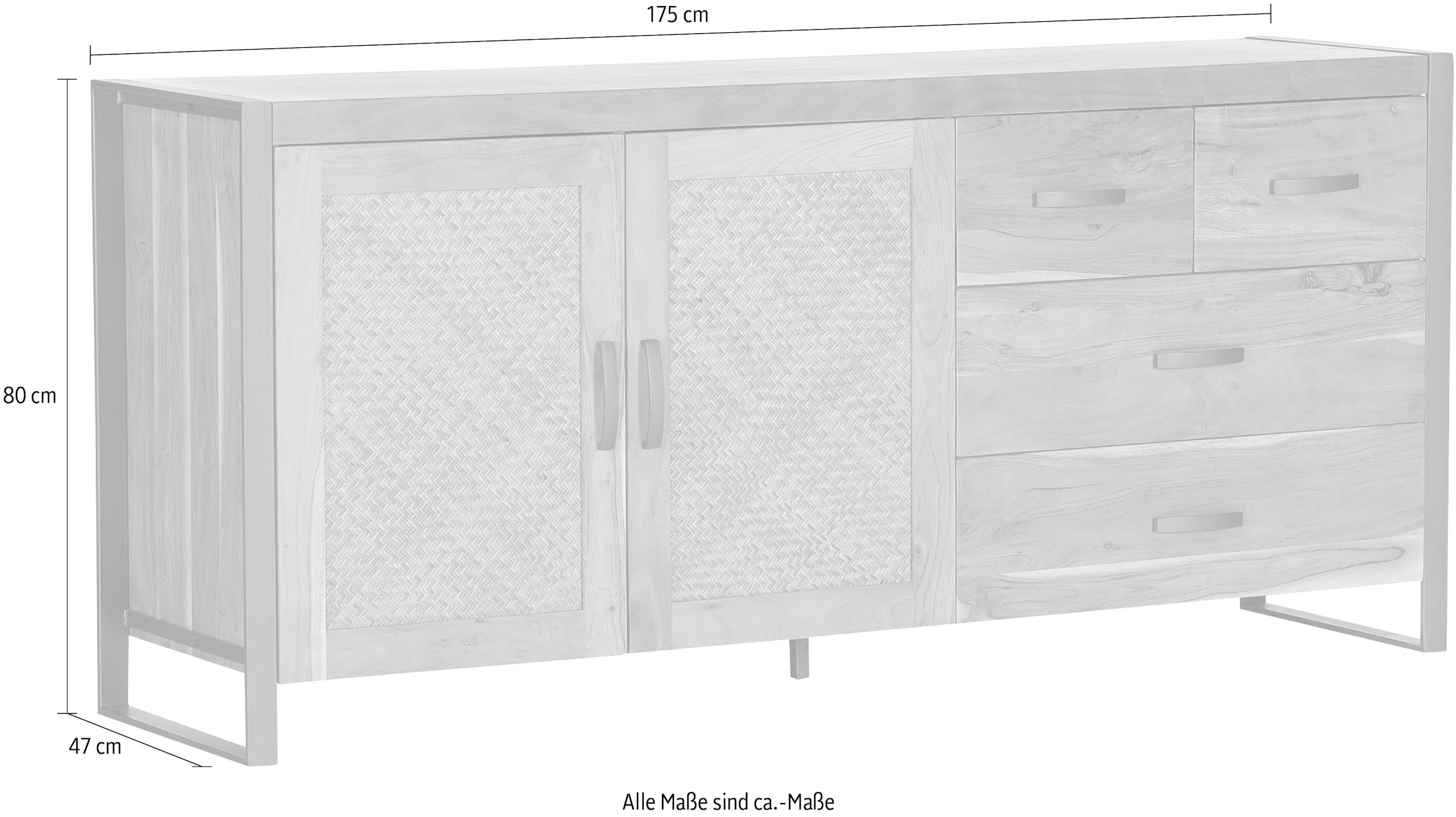 Gutmann Factory Sideboard »Alvara«, Fronten mit | Geflecht Rattan BAUR