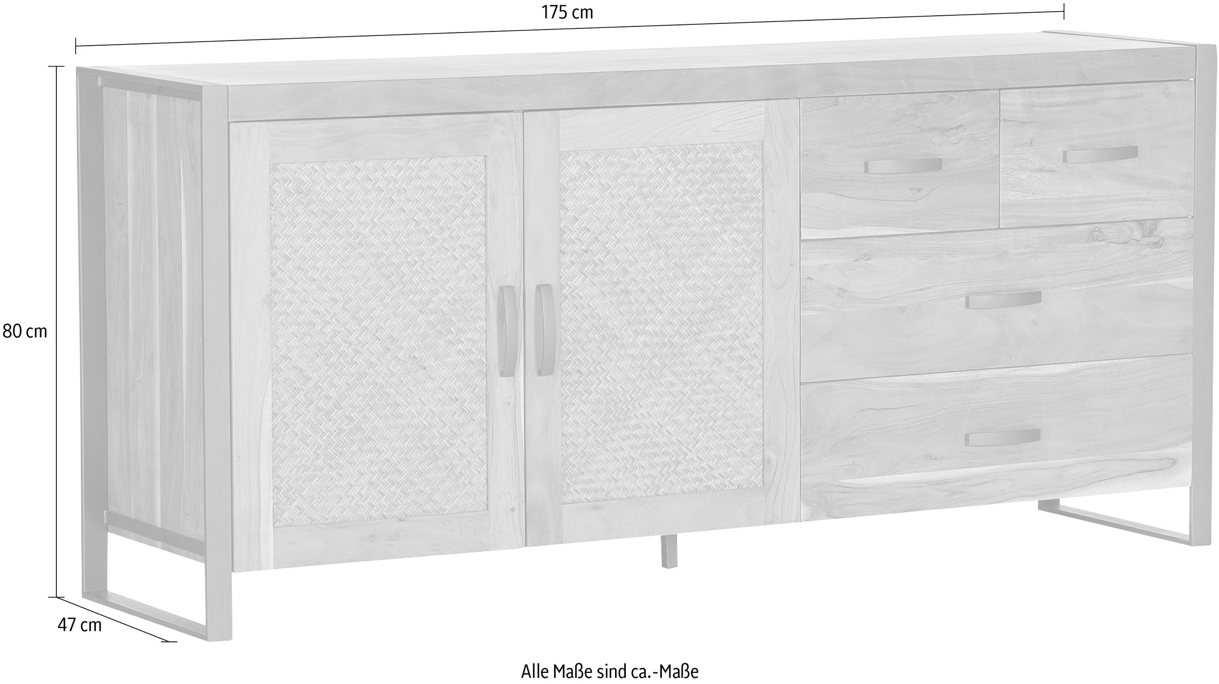 Thumbnail - Gutmann Factory Sideboard "Alvara" Kommode mit Rattan Geflecht