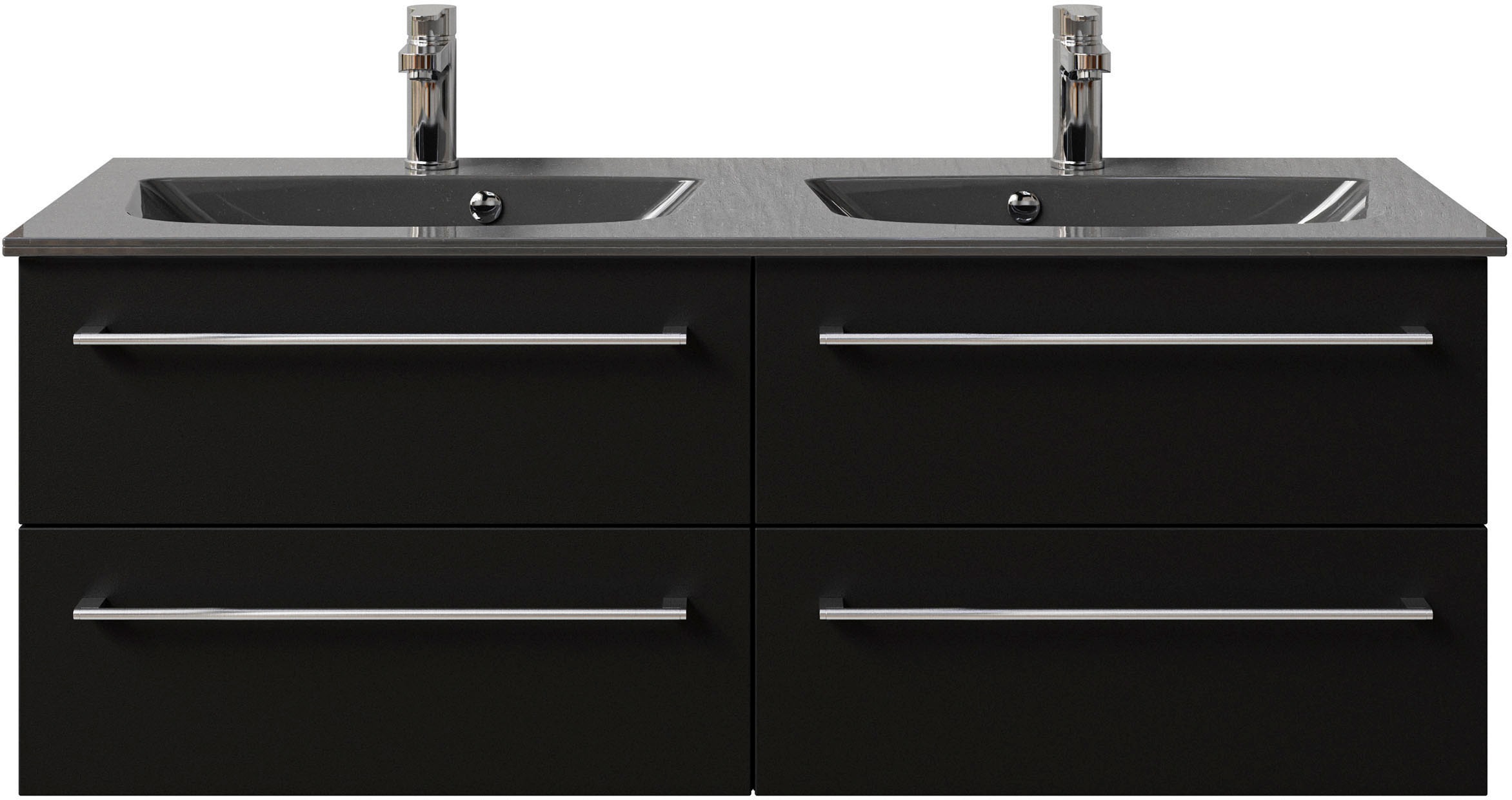 Saphir Waschtisch »Serie 6025 Mineralmarmor-Waschtisch mit Unterschrank, 132 cm breit«, Doppel-Waschplatz mit 4 Schubladen, hängend, verschiedene Ausführungen