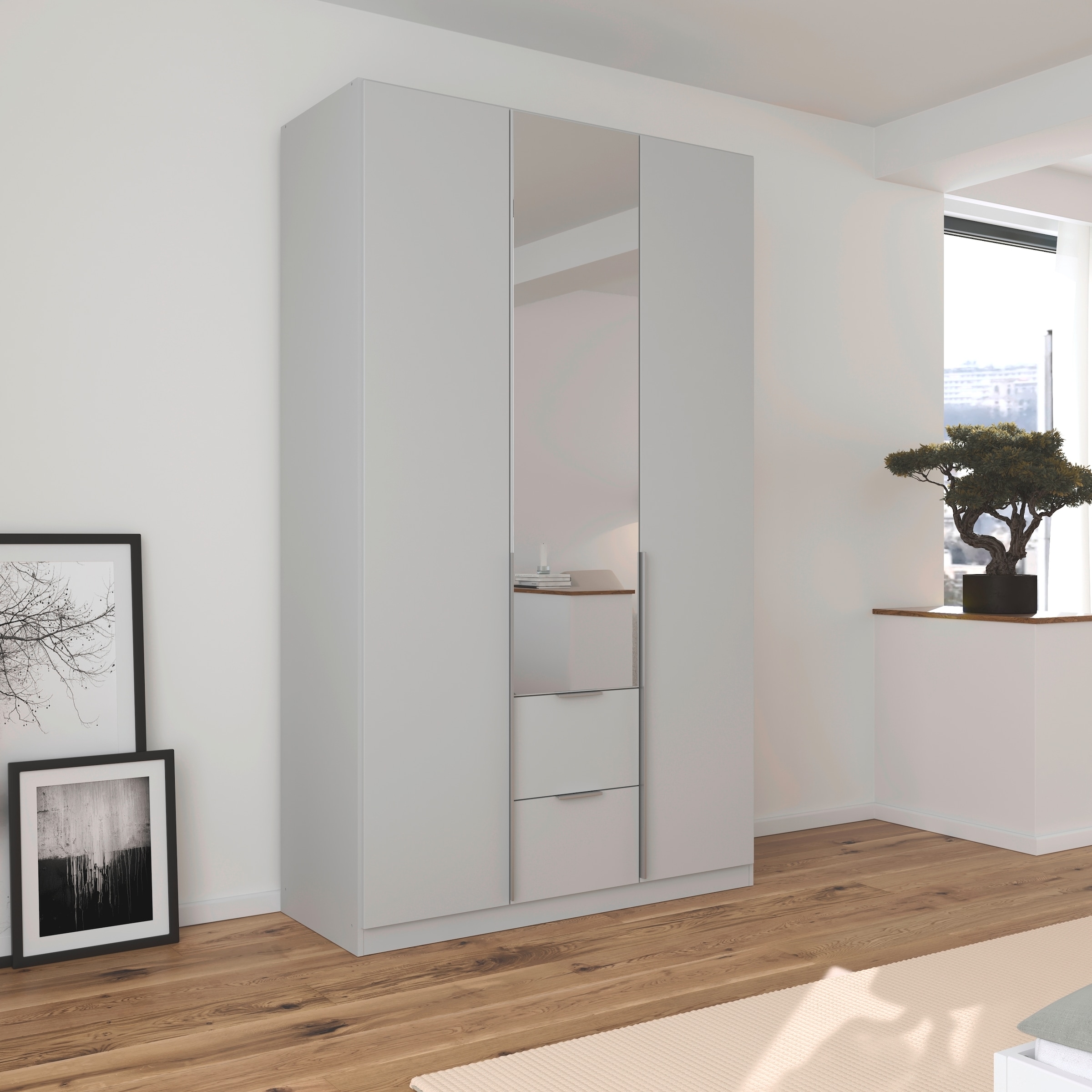 rauch Drehtürenschrank »Kleiderschrank Schrank Garderobe AGORDO mit Dekor- oder Hochglanzfront«, (in zwei Griff-Farben, Breiten 91-360 cm), mit Außenschubkästen, in 7 Breiten und 2 Höhen MADE IN GERMANY