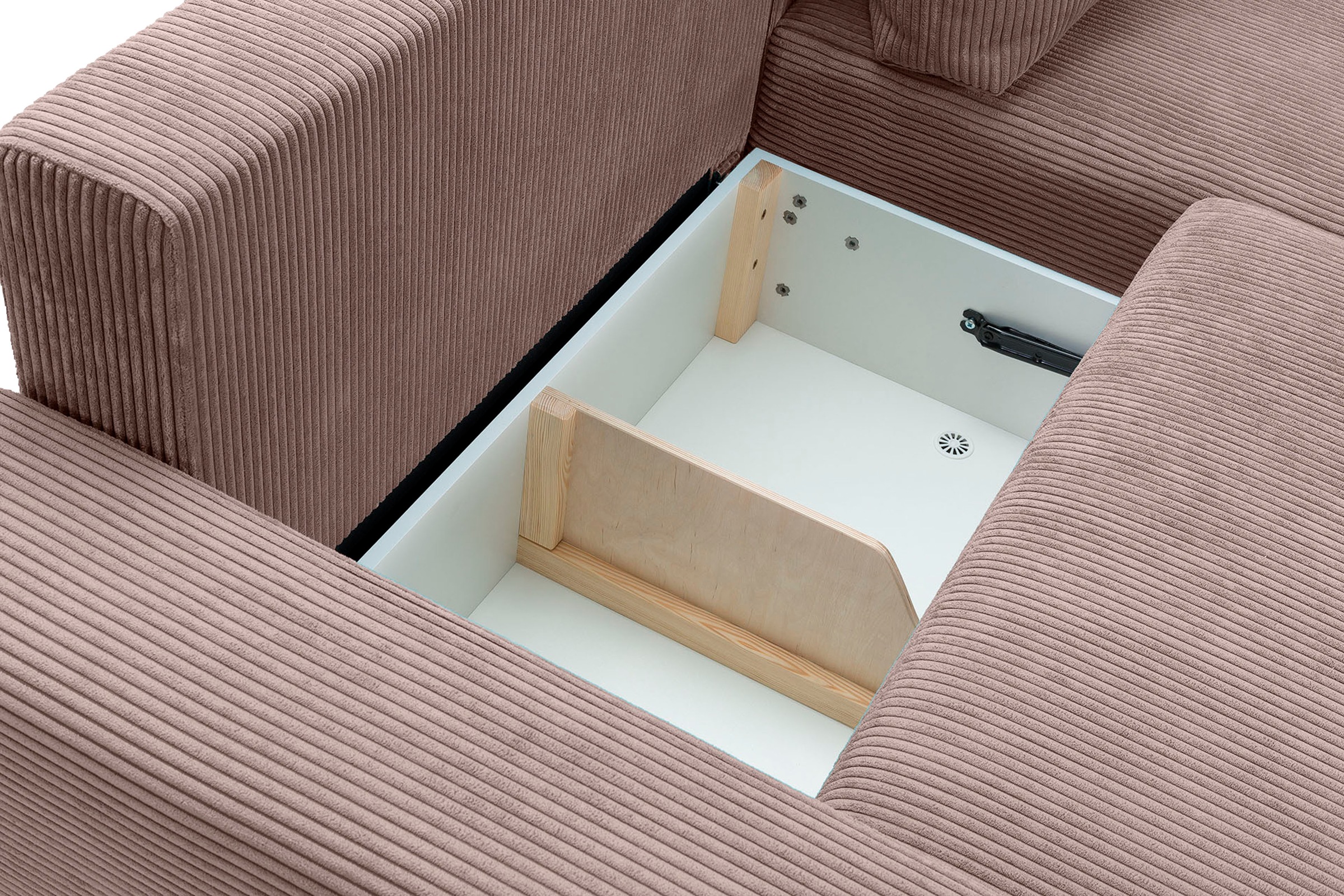 exxpo - sofa fashion Ecksofa »Orinoko, aktuelles Design und hoher Sitzkomfort, L-Form«, inkl. Bettfunktion und Bettkasten, schöne Farben im angesagten Cord