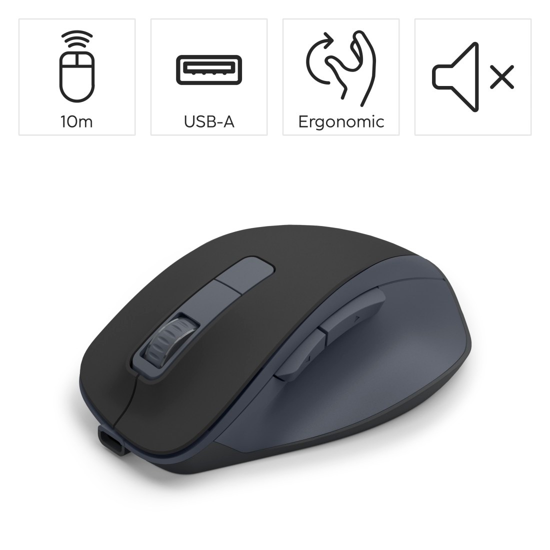 Hama Maus »Funkmaus WM-500 ergonomisch 6 Tasten« Funk Ergonomisch, leise Klicks, Akku, Assist-Taste, DPI-Schalter