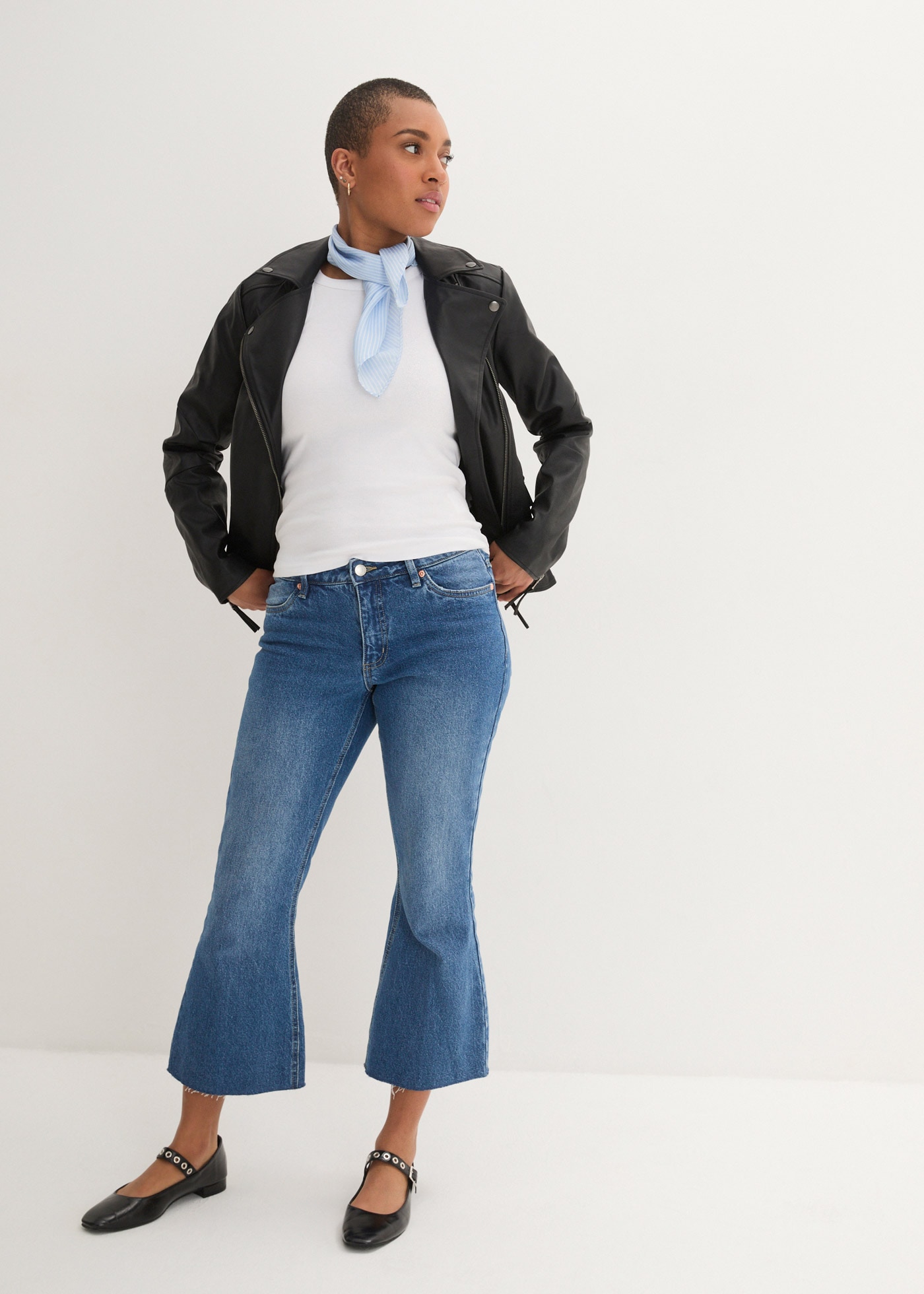 bonprix Lederimitatjacke Lederimitat-Jacke im Bikerstil