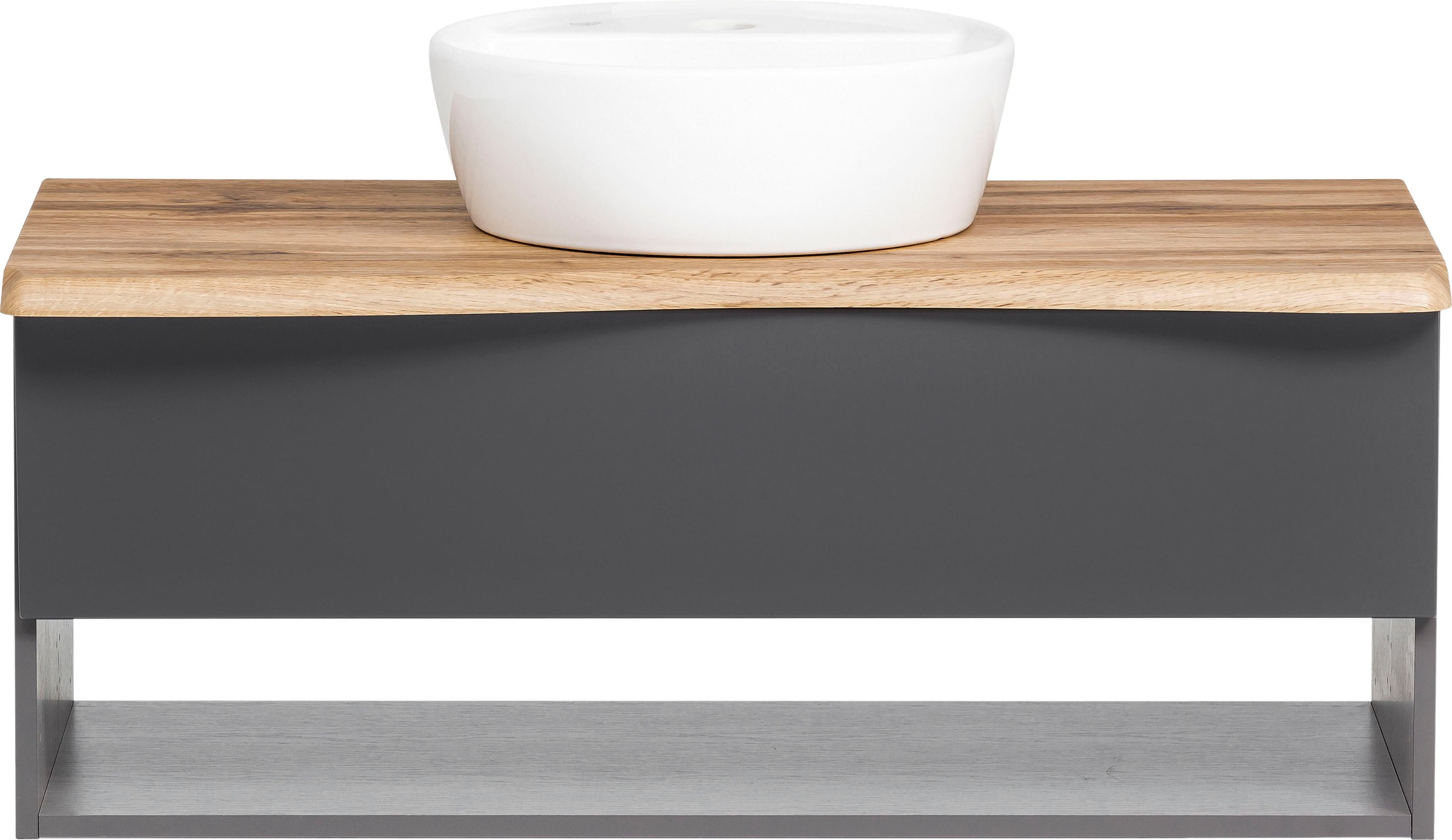 welltime Waschbeckenschrank »Stubach«, Bad, Abdeckplatte mit Baumkante, Breite 100 cm