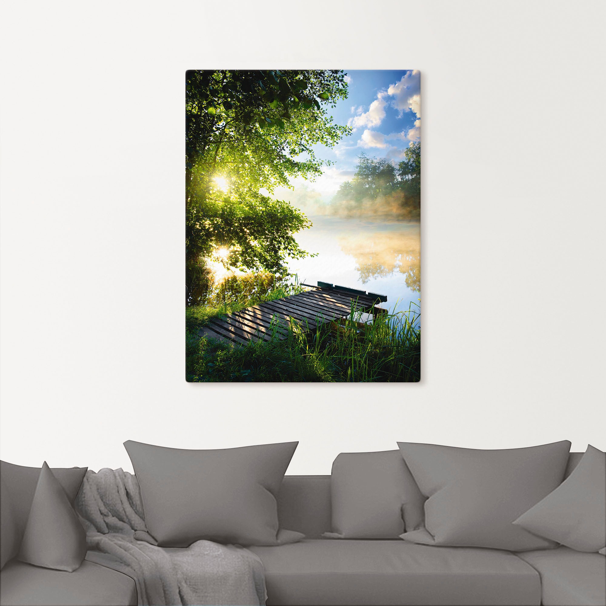 Artland Wandbild "Angelsteg am Morgen" Gewässer 1 Stk. tlg. als Alubild, Ou günstig online kaufen