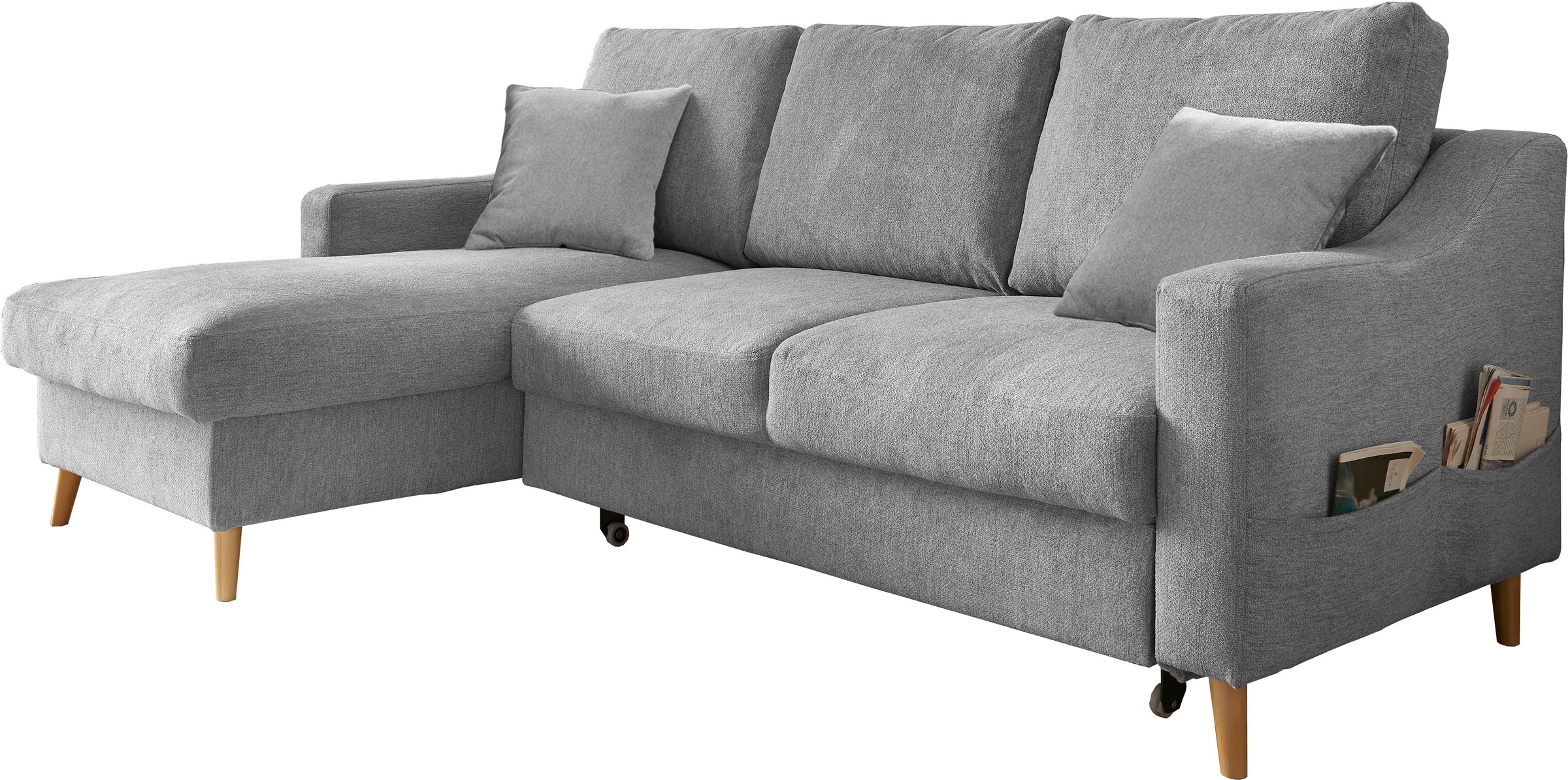 INOSIGN Ecksofa "Valentina L-Form", 2 Zierkissen, mit Seitentasche, auszieh günstig online kaufen