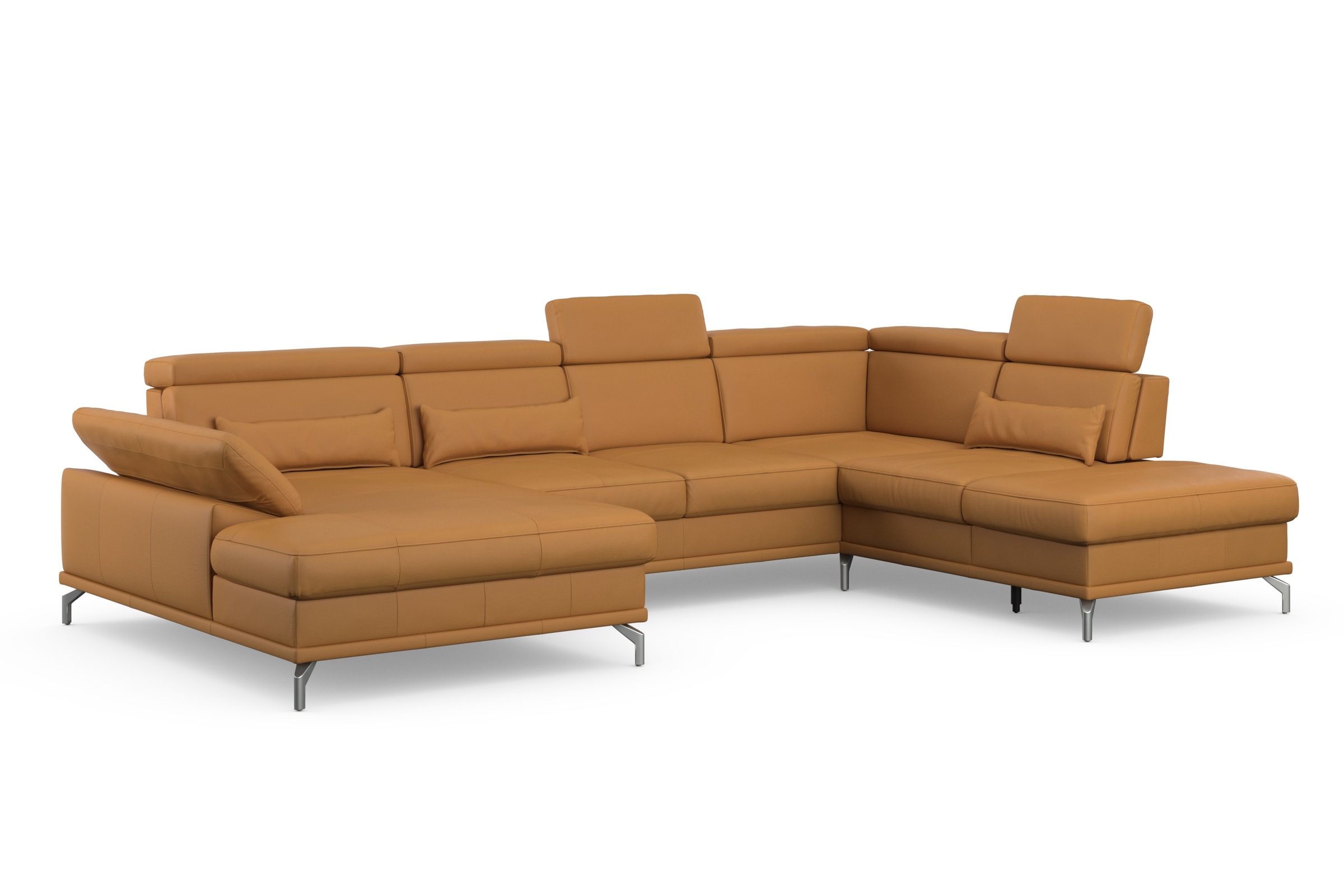 sit&more Wohnlandschaft »Cabrio U-Form, mit Sitztiefenverstellung, Arm- und Kopfteilverstellung«, 3 Nierenkissen, Federkern, optional Bettfunktion und Stauraum