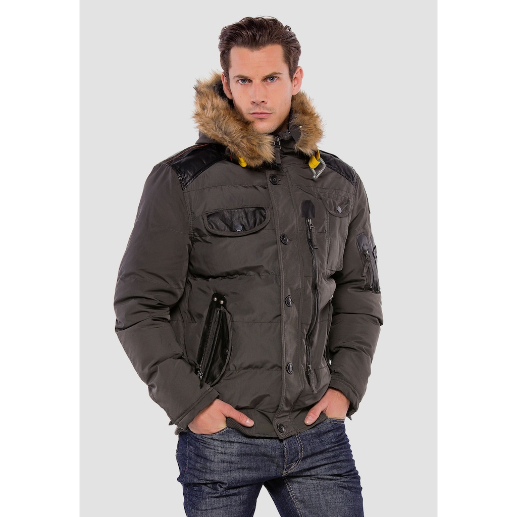 Cipo & Baxx Winterjacke, mit abnehmbaren Pelzkragen