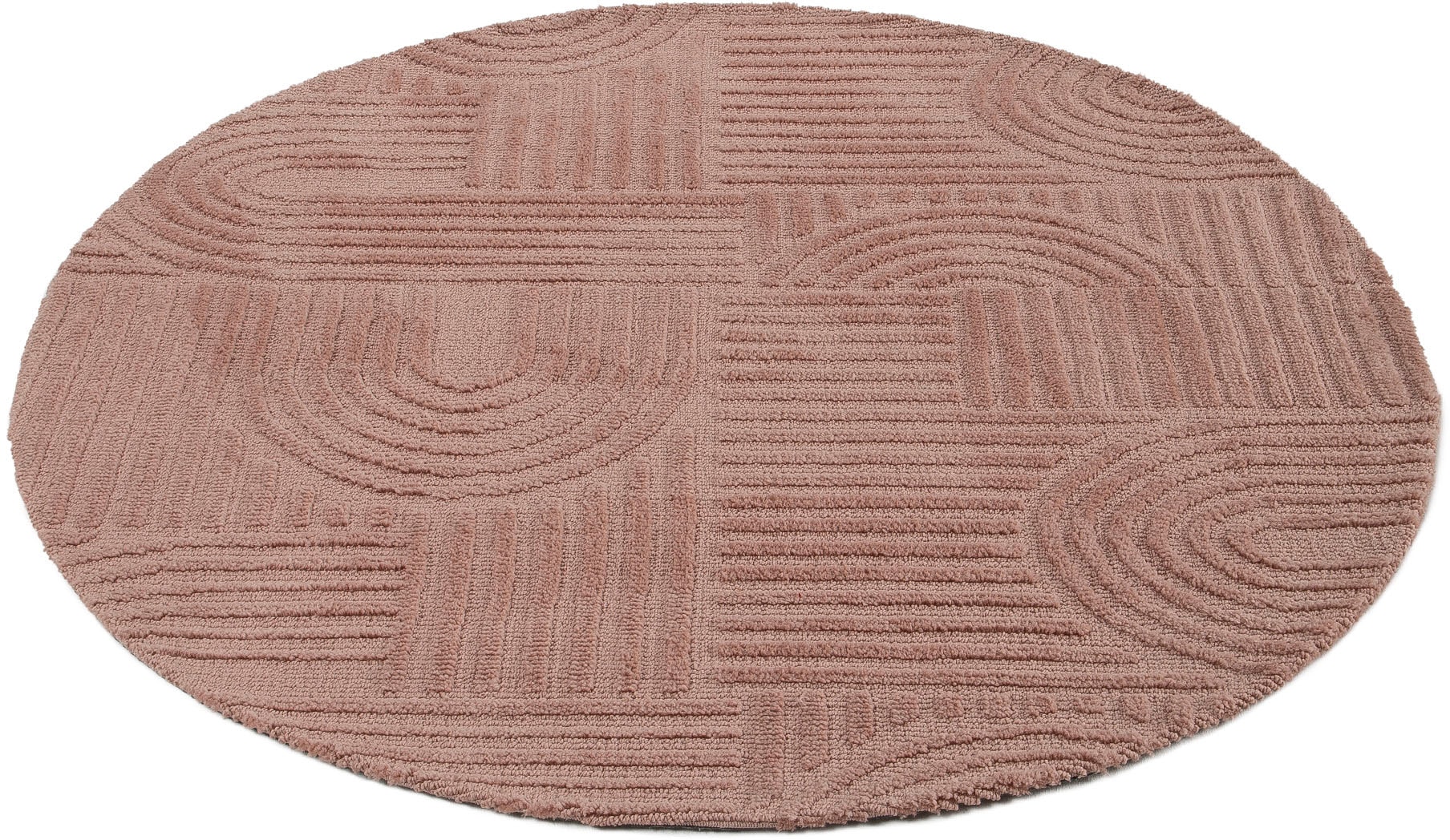 carpetfine Teppich »Holly 4 - Soft Touch Microfaser Teppich«, rund, 12 mm Höhe, Boho Scandi, weiche dichte getuftete Hoch-Tief-Struktur, Wohnzimmer