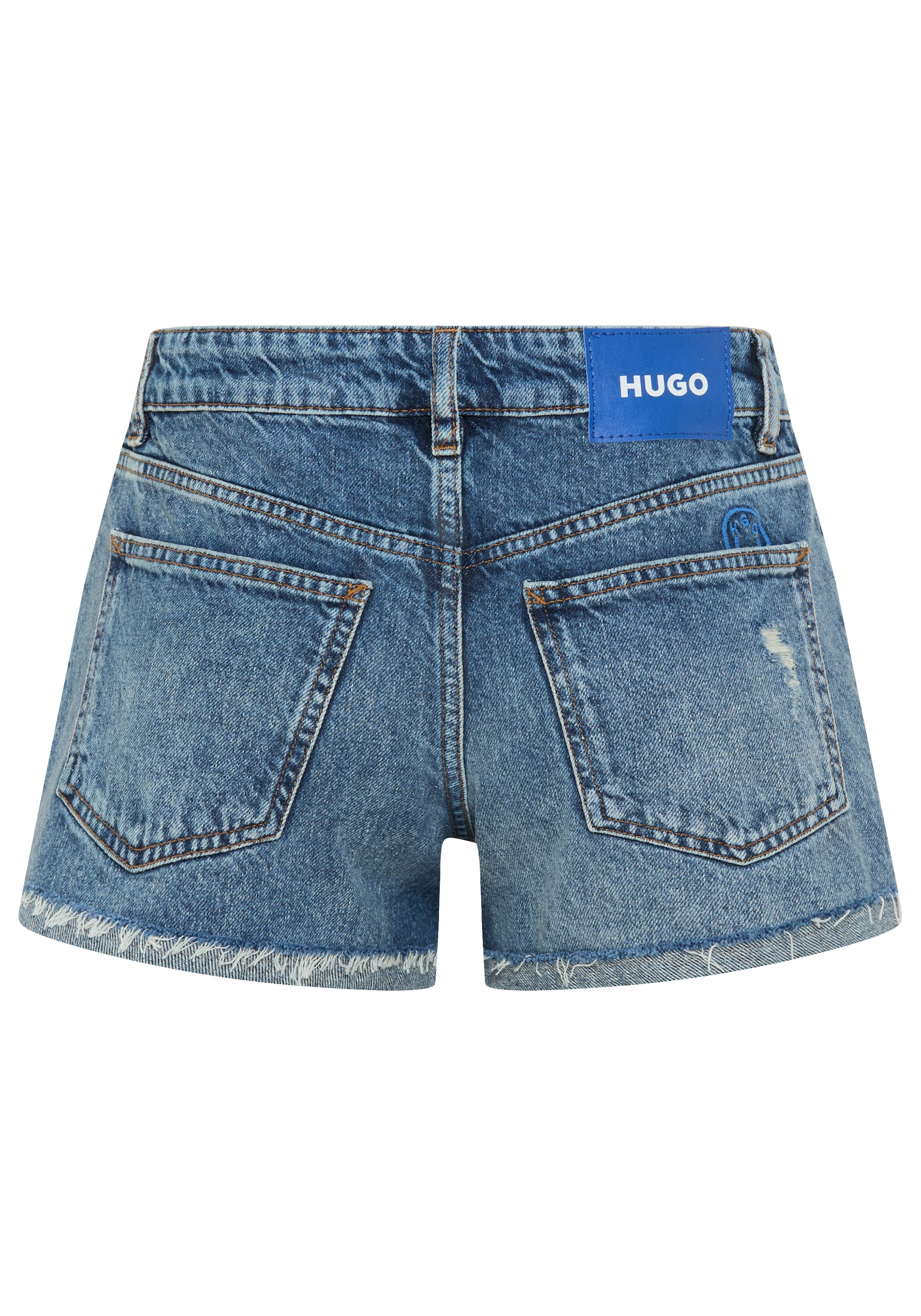 HUGO Blue Jeansshorts "Galimon" Mid Rise, geschnittener Saum günstig online kaufen