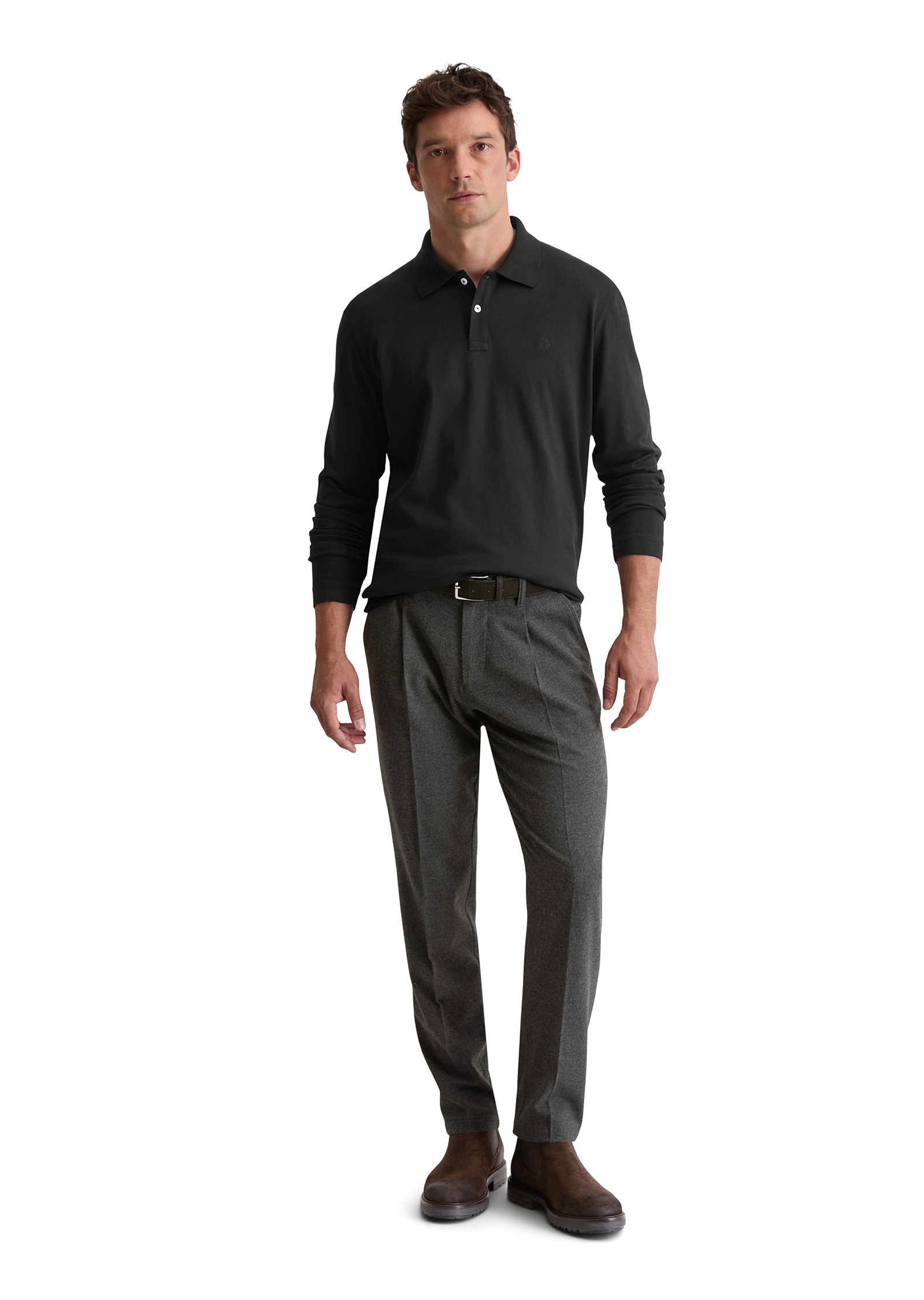 Marc O'Polo Langarm-Poloshirt »aus schwerem Bio-Baumwoll-Jersey«