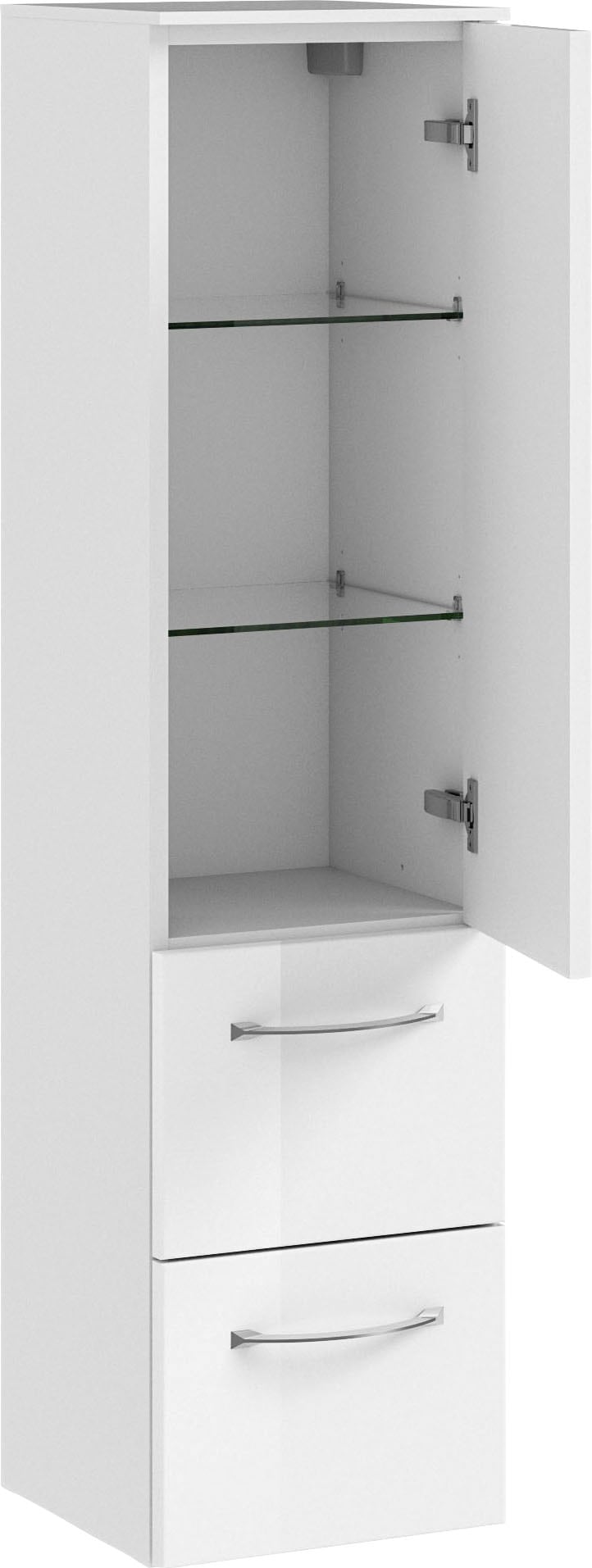 Saphir Badmöbel-Set »6005 Sprint 4-teilig, Keramik-Waschtisch mit LED-Spiegelschrank«, (5 St.), Unterschrank, Midischrank, inkl. Türdämpfer, 5 Türen, 5 Schubladen