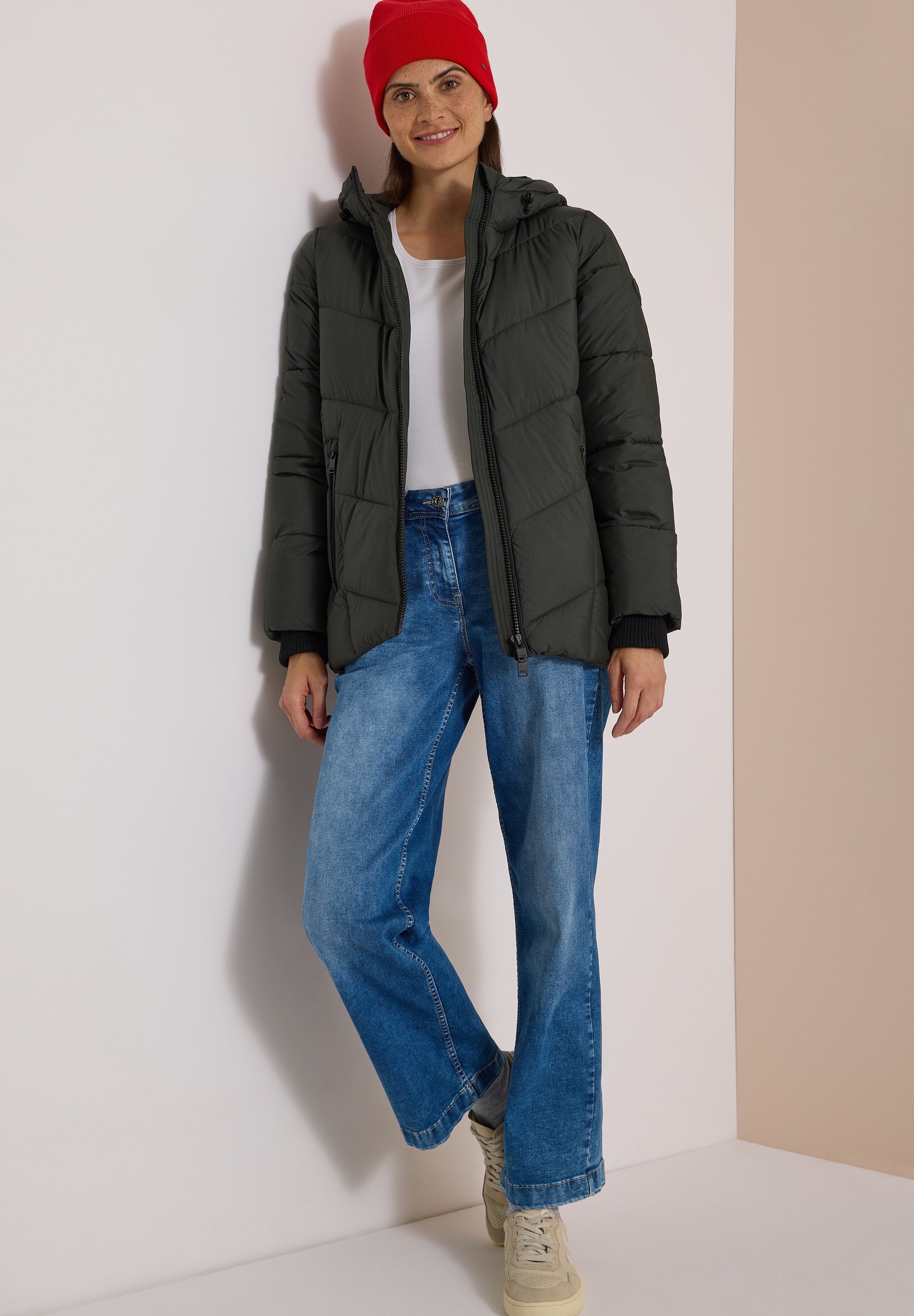 Cecil Steppjacke mit Kapuze Winterjacke in Midi-Länge mit Kapuze
