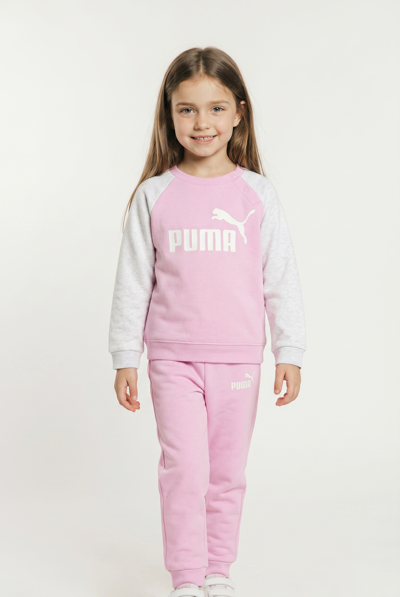 PUMA "MINICATS ESS RAGLAN CREW SET FL INF" 2 2-teilig, mit Rundhalsausschnitt, mit innenliegendem Kordelzug