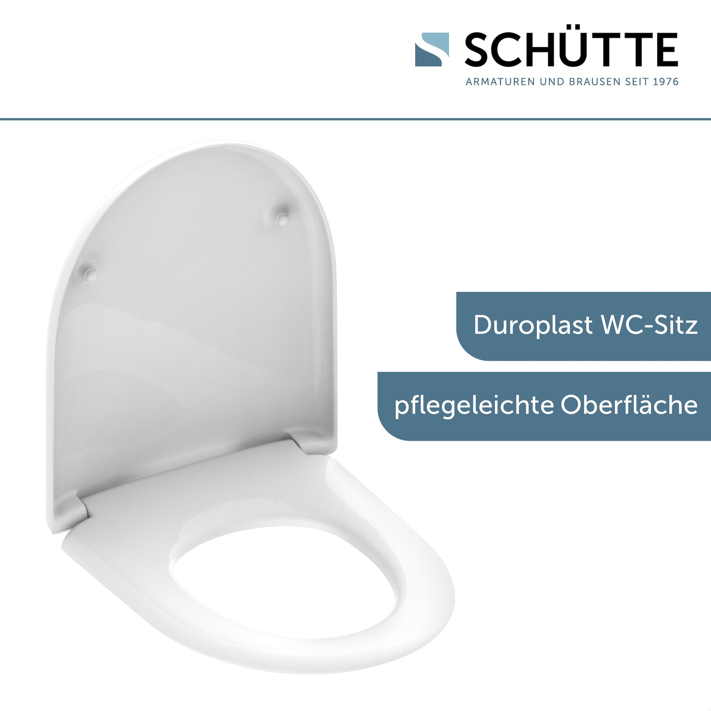 Schütte WC-Sitz »Duroplast, WHITE D-Form PRO 3«, (WC-Sitz, Befestigungsmaterial, Montageanleitung), mit Absenkautomatik und Schnellverschluss