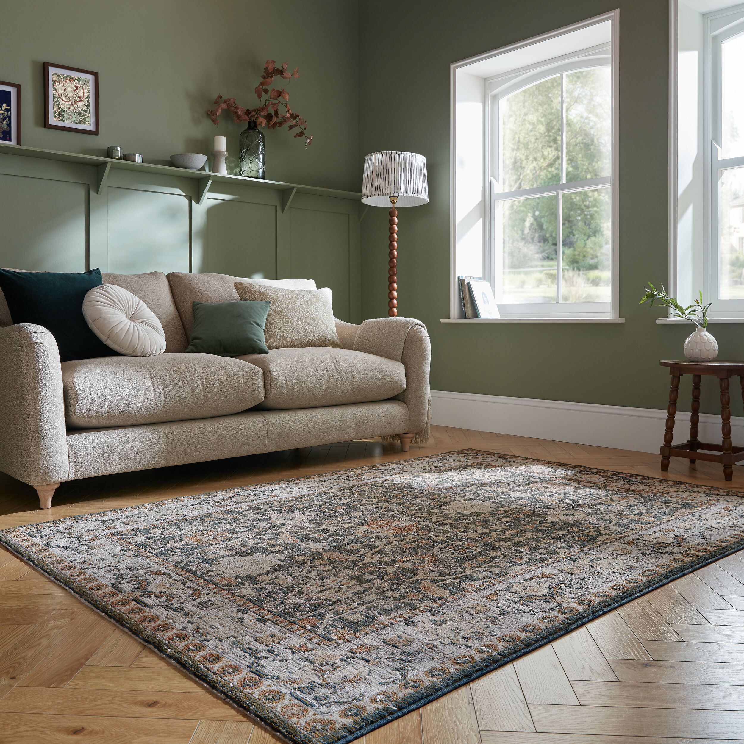 FLAIR RUGS Designteppich "AMELINA" rechteckig 7 mm Höhe Filigrane Floralmotive, Hoch-Tief-Struktur und sanftem Schimmer
