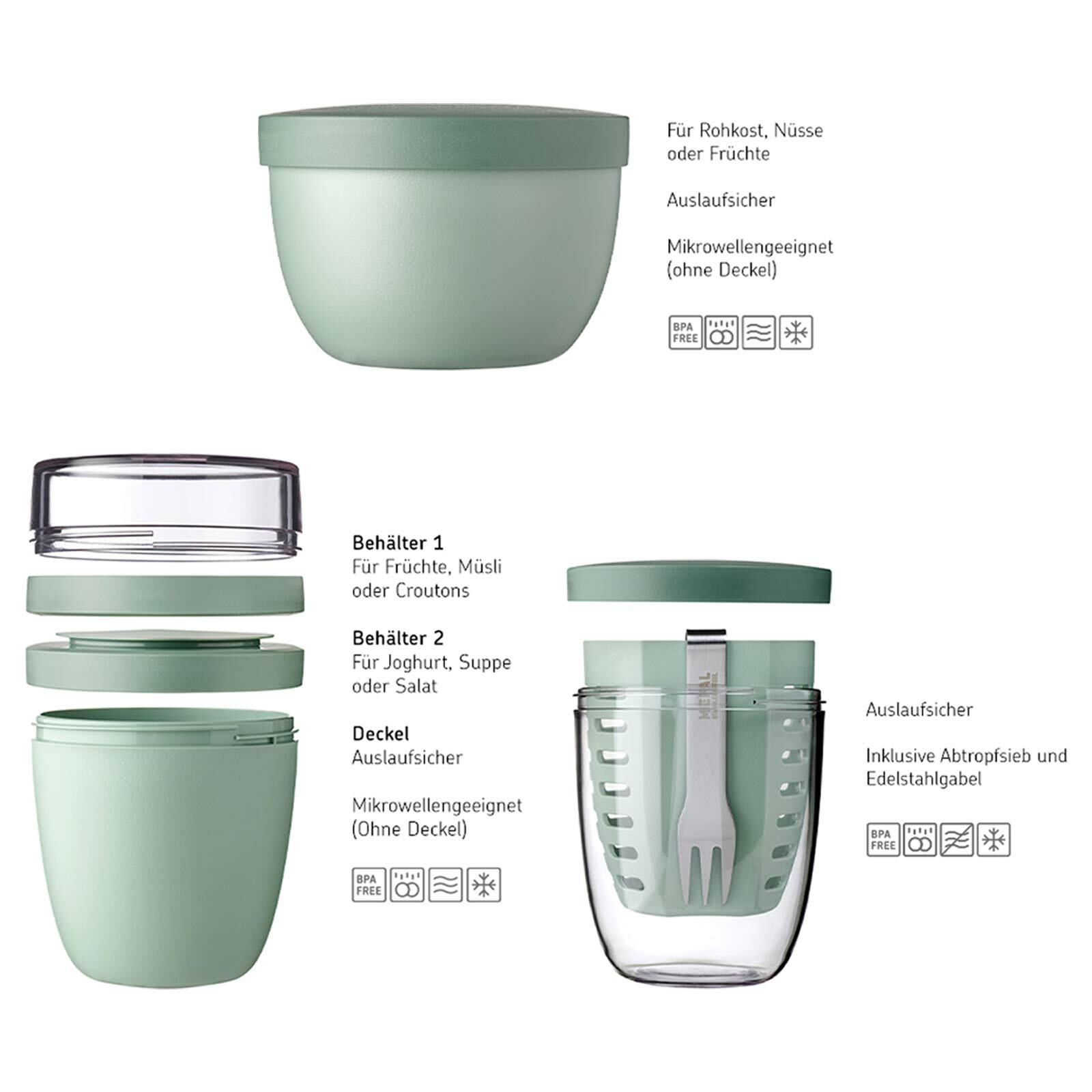 Mepal Lunchpot, Fruitpot und Snackpot Ellipse 3er Set