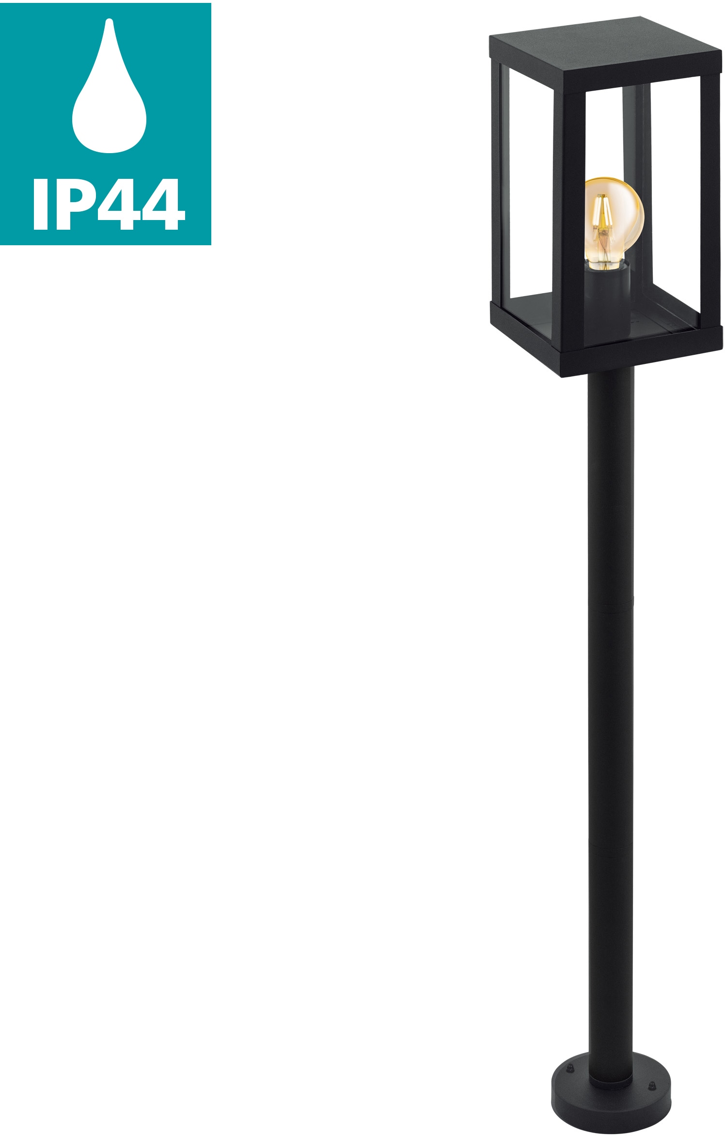 EGLO Außen-Stehlampe "ALAMONTE 1", E27, schwarz / L15 x H101,5 x B15 cm / exkl. 1 x E27 (je max. 60W) - IP44 spritzwasse