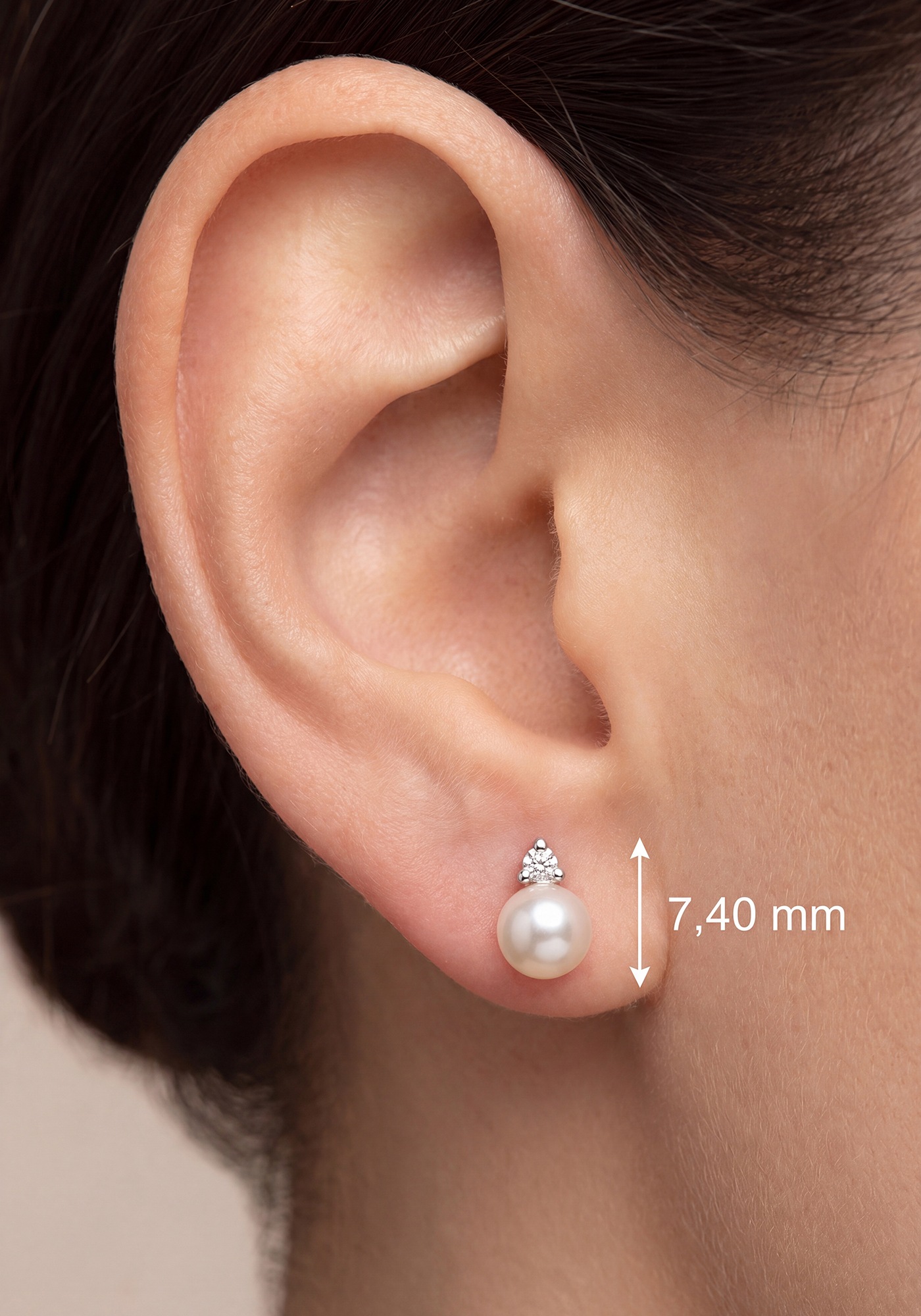 JOBO Perlenohrringe 925 Silber mit Süßwasser-Zuchtperlen und Zirkonia