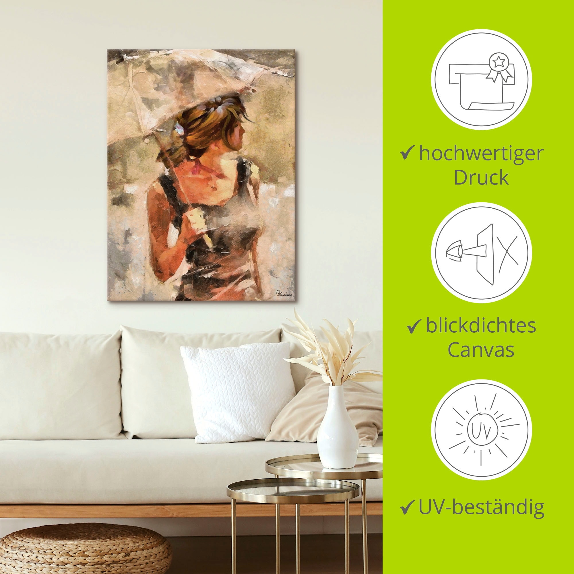 Artland Wandbild »Lady mit Regenschirm«, Portrait, (1 St.), als Leinwandbild, Poster in verschied. Größen