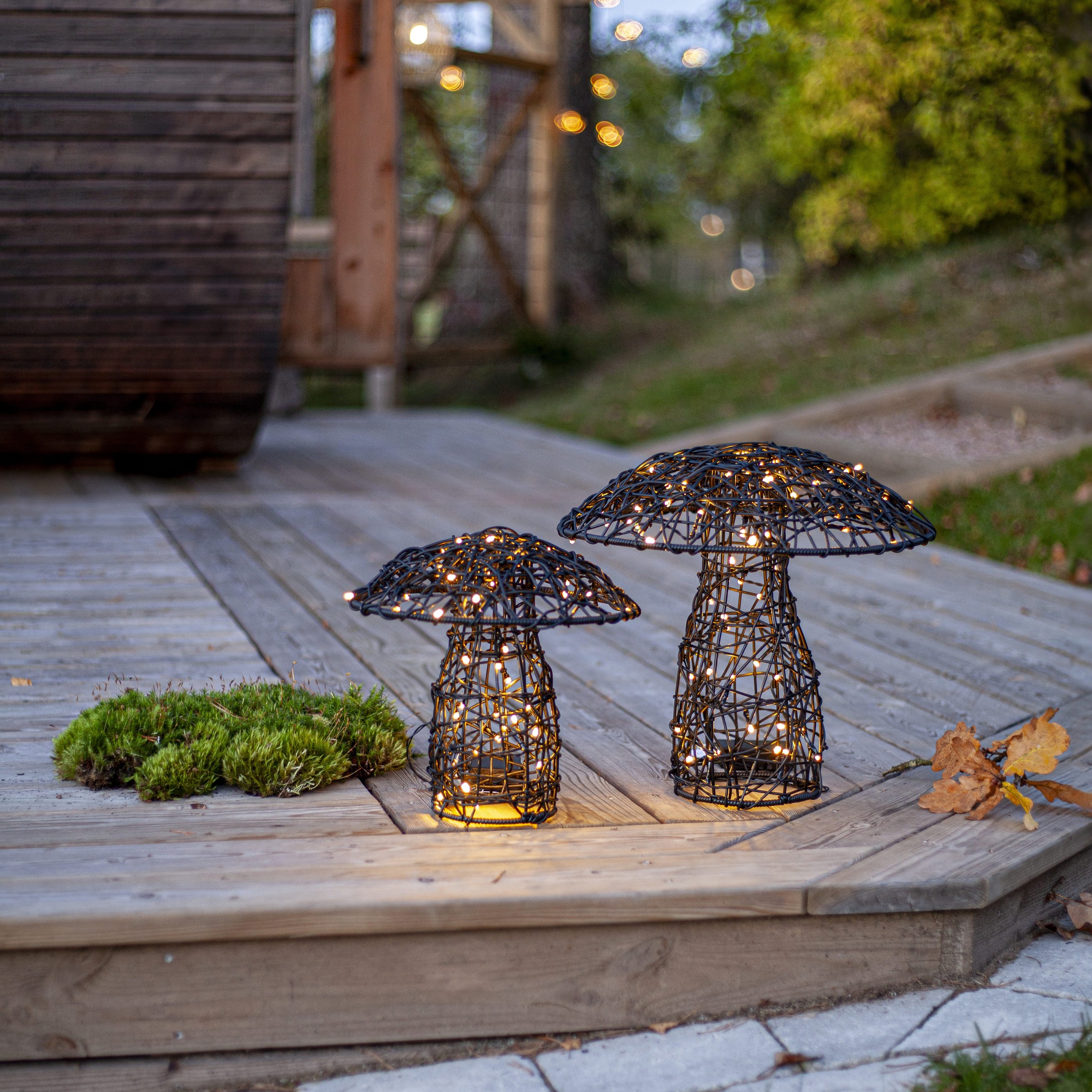 Parforce Traditional Hunting Dekolicht »Außendekoration Otto« LED-Board 1 Stk. Warmweiß Pilzform, schwarzes Geflecht in Rattanoptik, LEDs warmweiß, Timer