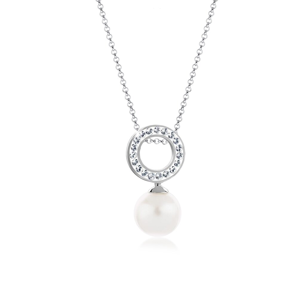 Nenalina Perlenkette »Muschelkernperle Kristalle 925 Silber«