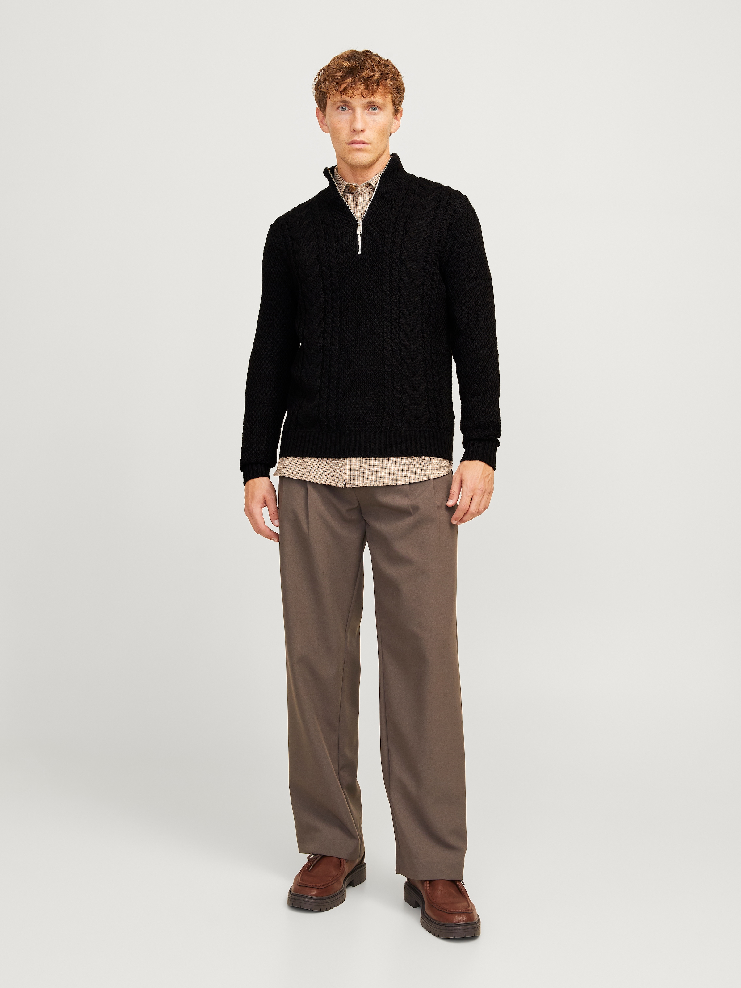 Jack & Jones Troyer »JJCRAIG KNIT HALF ZIP«, mit Zopfmuster