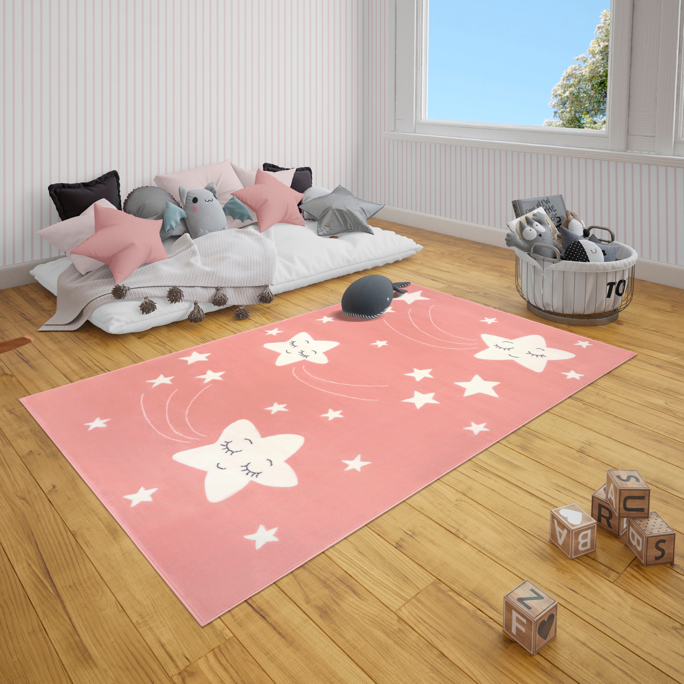 HANSE Home Kinderteppich »Stardust«, rechteckig, Sternenstaub, Kurzflor, Kinderzimmer, Strapazierfähig, Pflegeleicht