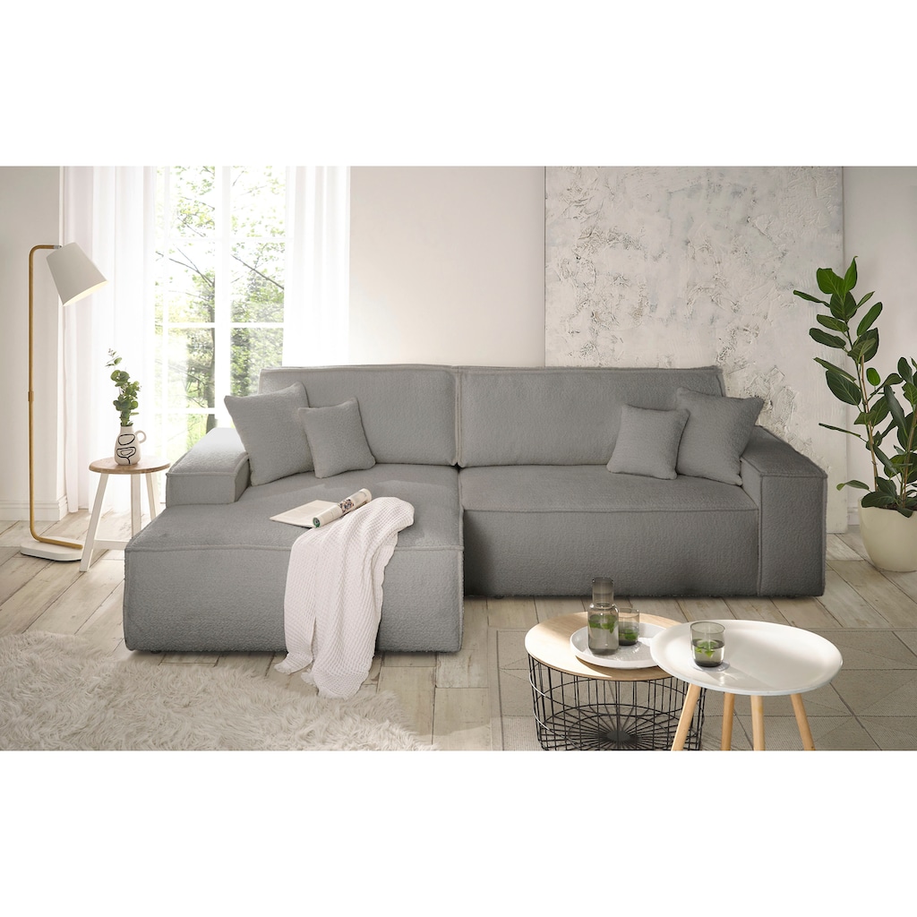 andas Ecksofa »Finnley Schlafsofa 267 cm in Bouclé u. Struktur fein«