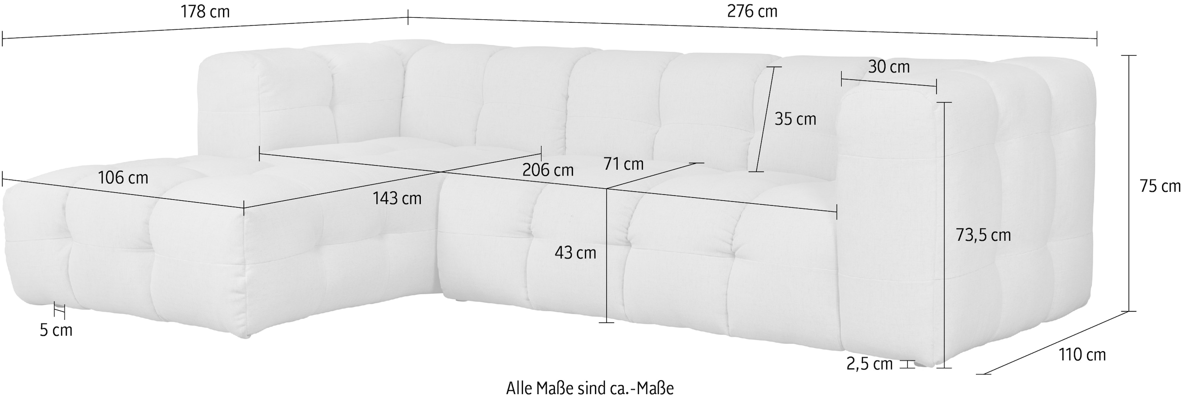 LeGer Home by Lena Gercke Ecksofa »TALISHA L-Form«, moderne Steppung, hoher Sitzkomfort