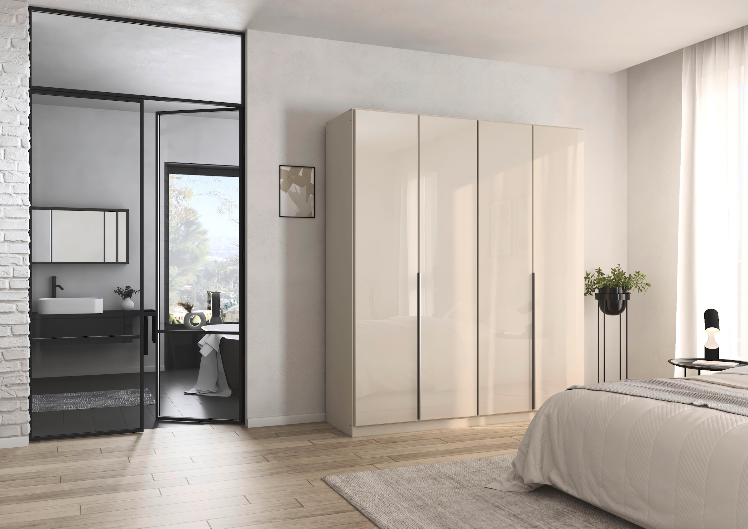 rauch Drehtürenschrank »Kleiderschrank Kleiderschränke Schrank Garderobe AGORDO mit Glasfront«, (in zwei Griff-Farben), durchdachte Innenausstattung, in 6 Breiten und 2 Höhen MADE IN GERMANY