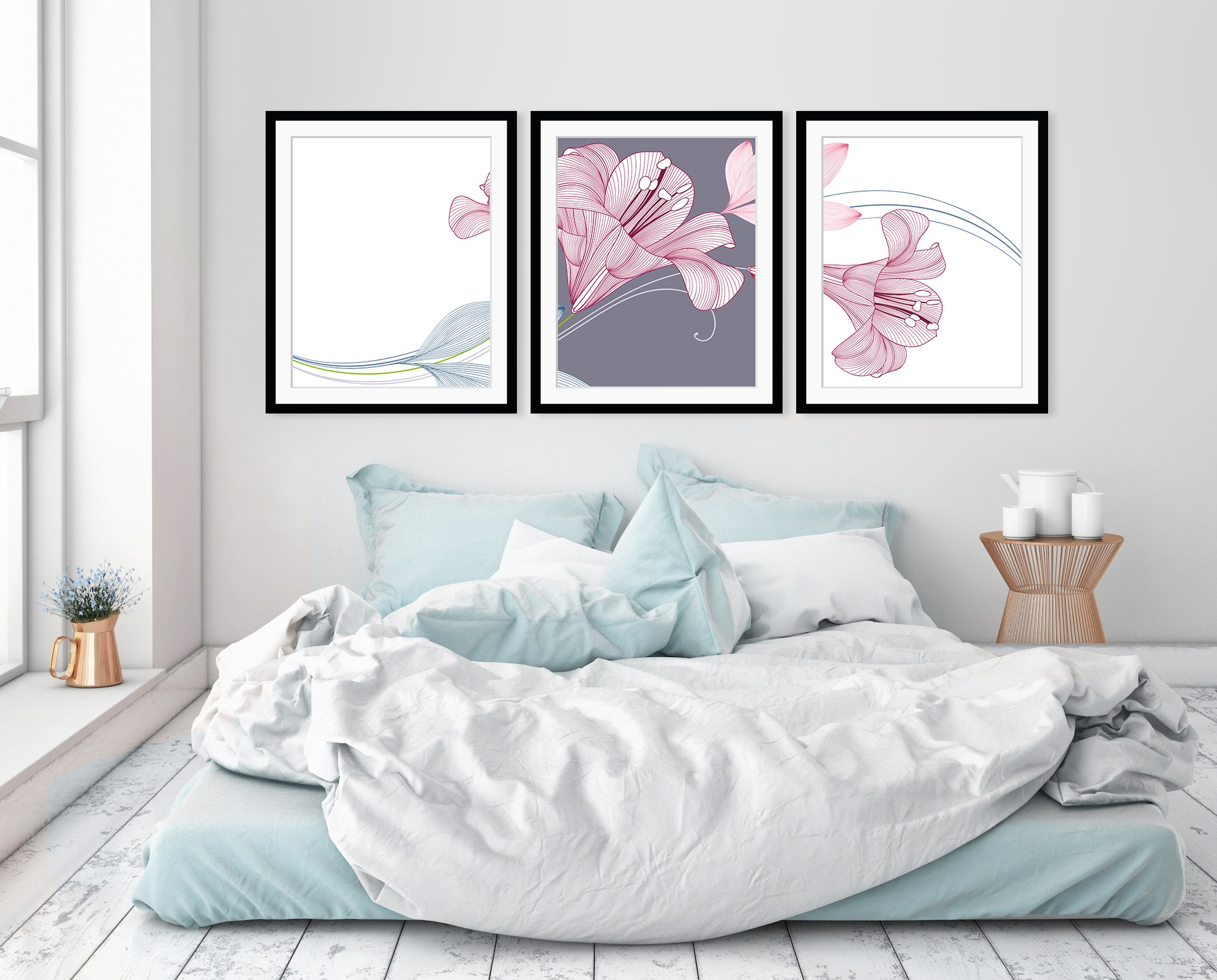 queence Bild "Alma", Blumen, (Set), Blumen, gerahmt günstig online kaufen