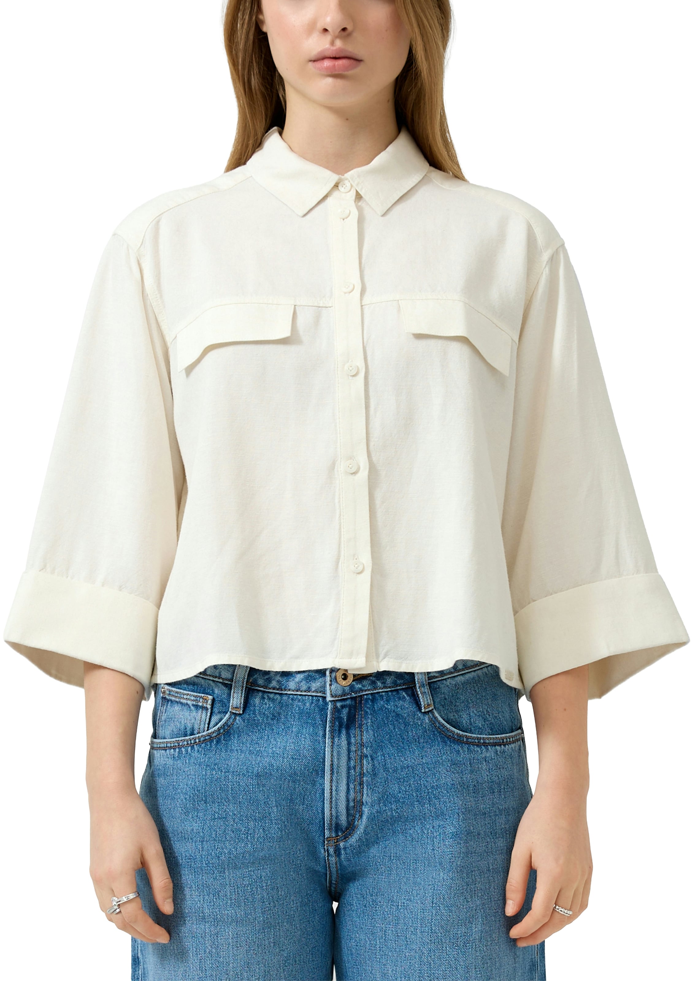 QS Hemdbluse mit Hemdkragen und 3/4-Arm günstig online kaufen