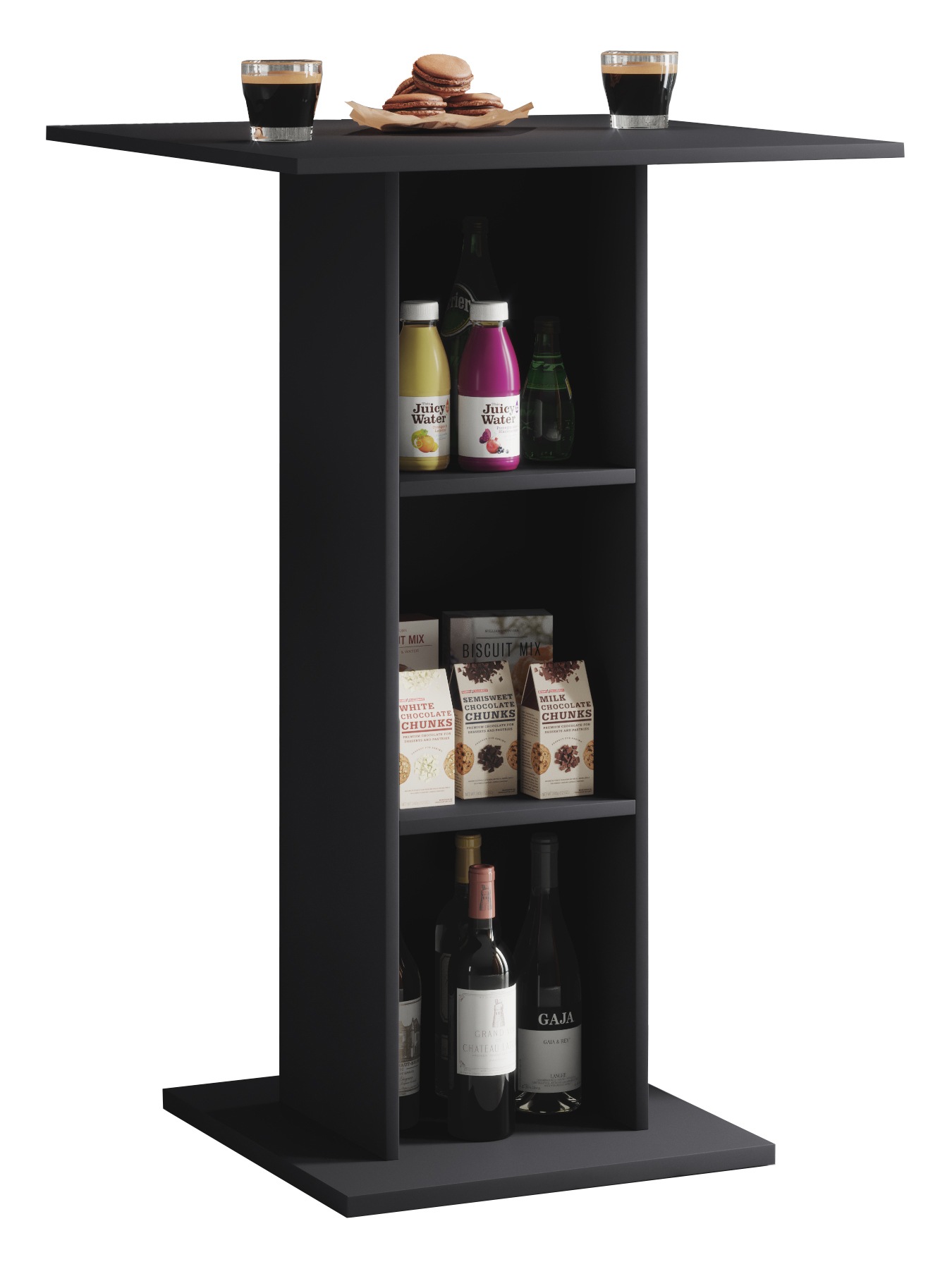 Bartisch VCM, B:70cm T:70cmschwarz, Tische, "Holz Bartisch Tresen Stehtisch Bistrotisch Standos"