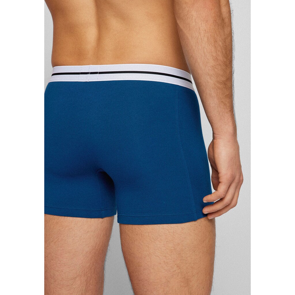 Herrenmode Herrenwäsche BOSS Boxer, (3 St.) blau + navy + schwarz Herrenmode Herrenwäsche BOSS Boxer, (3 St.) blau + navy + schwarz