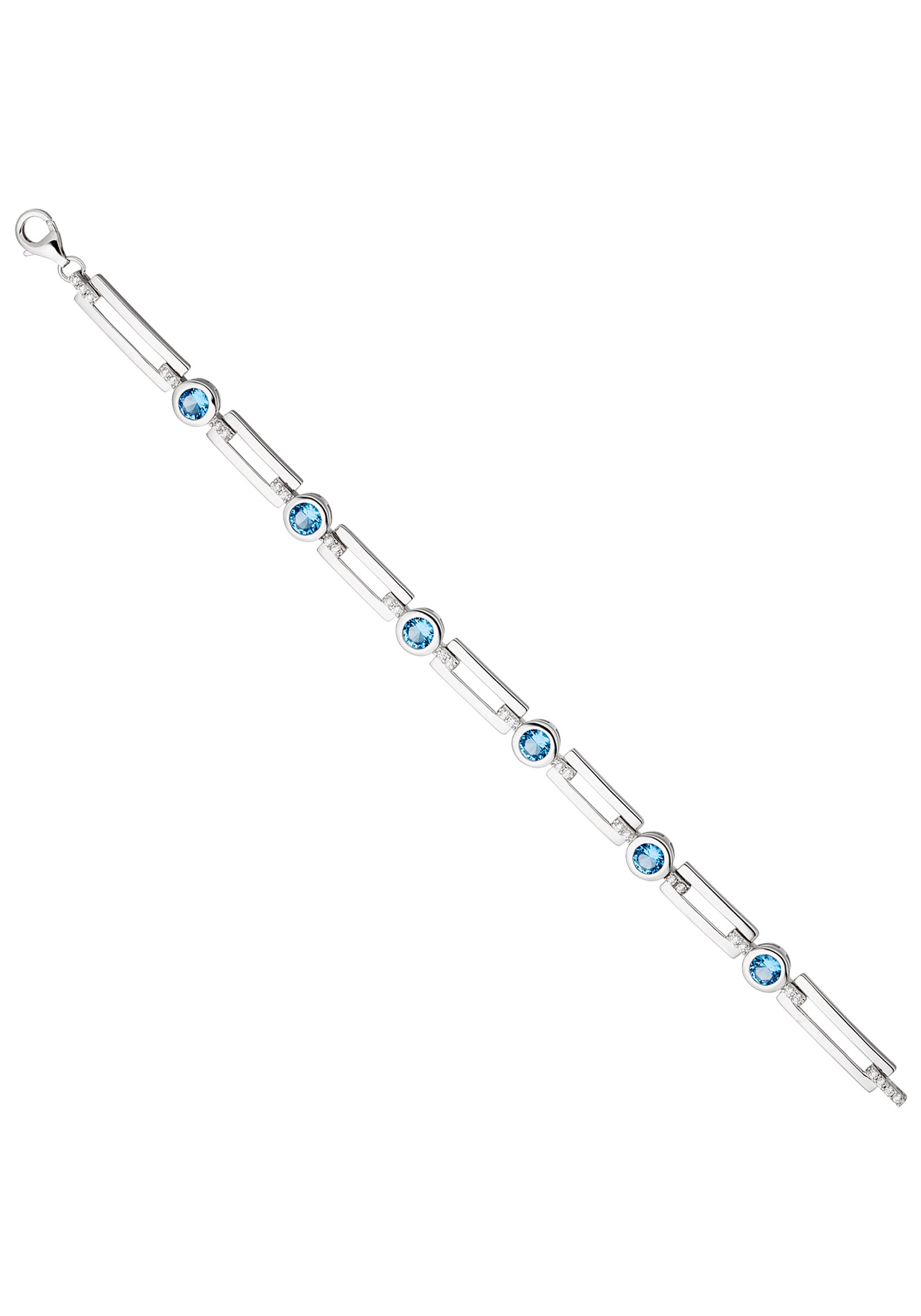 JOBO Silberarmband, 925 Silber mit blauen und weißen Zirkonia 19 cm