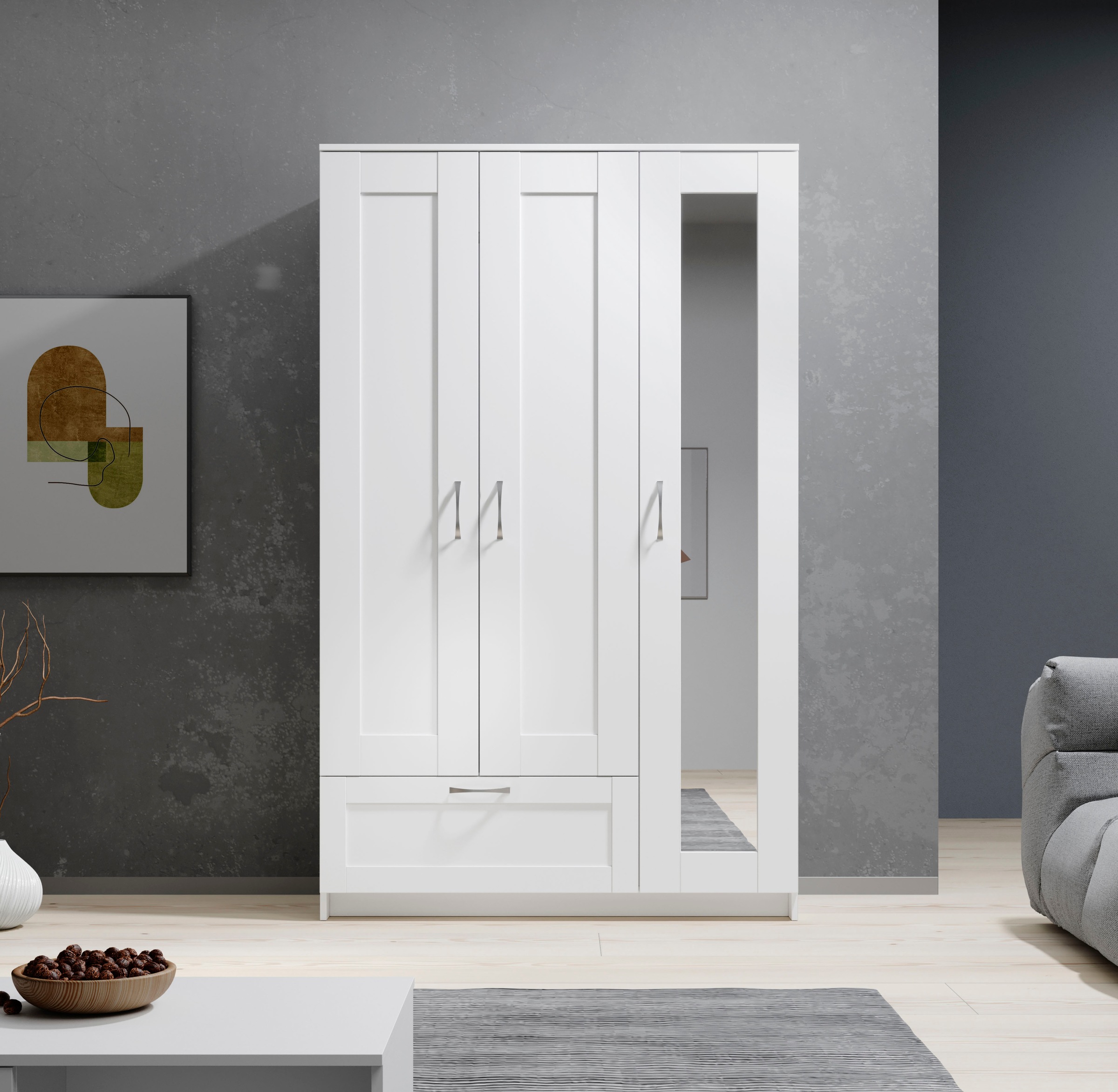 Schlafkontor Drehtürenschrank "Lepini, Kleiderschrank mit Spiegel und Schub günstig online kaufen