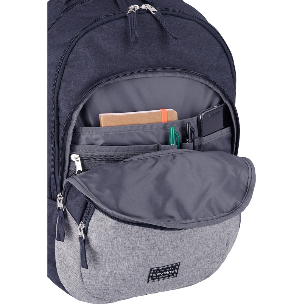 travelite Laptoprucksack »Basics Melange, marine/grau«