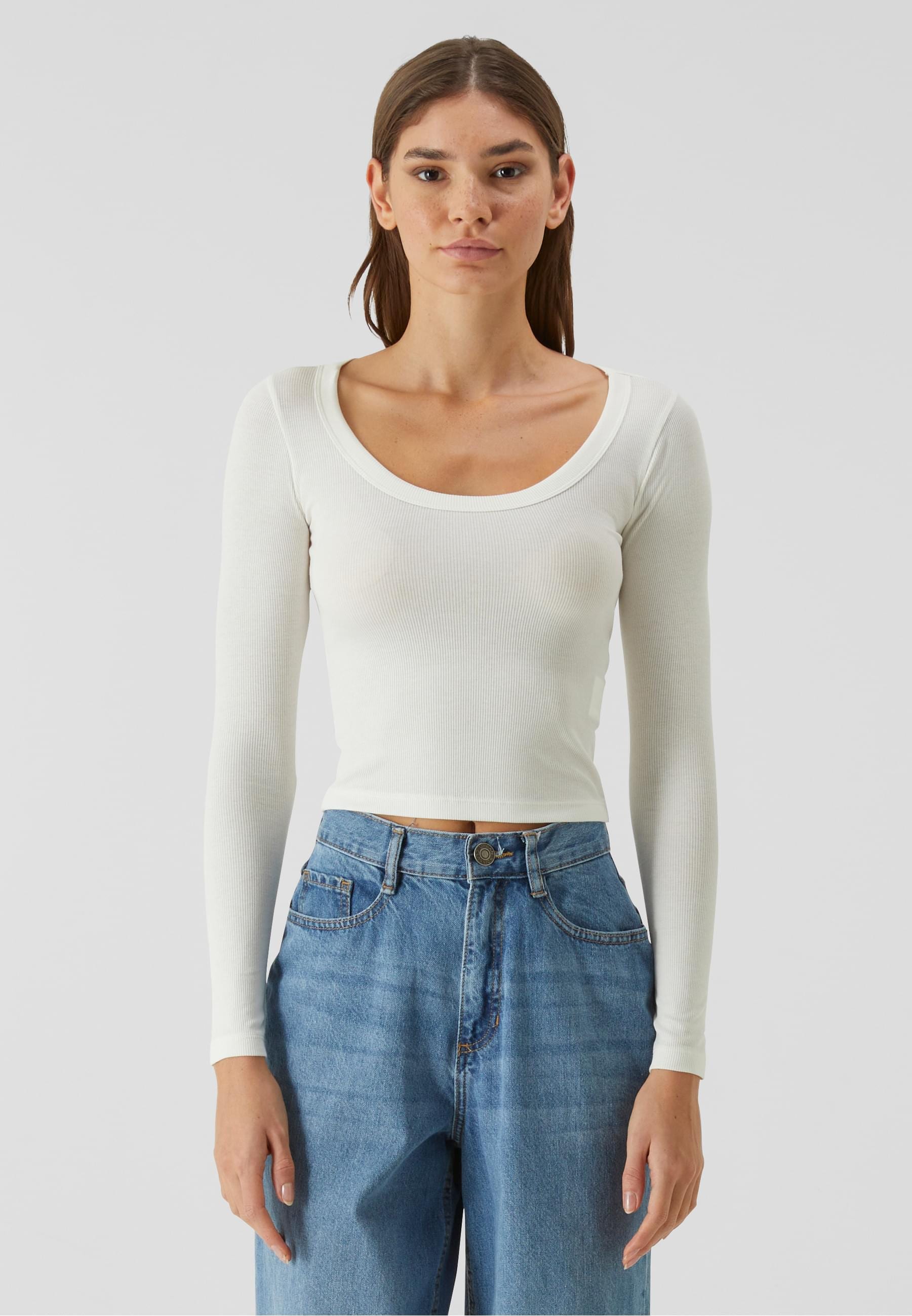 URBAN CLASSICS Longsleeve »Urban Classics Ladies Organic Rib Jersey Wide Neck Longsleeve«, (1 tlg.)