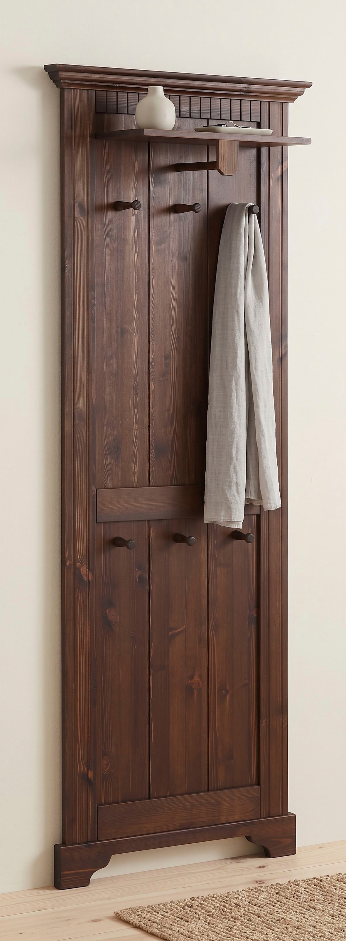 OTTO home Garderobenpaneel "Rustic" aus massiver Kiefer, Höhe 190 cm, mit Ablage, Holzhaken
